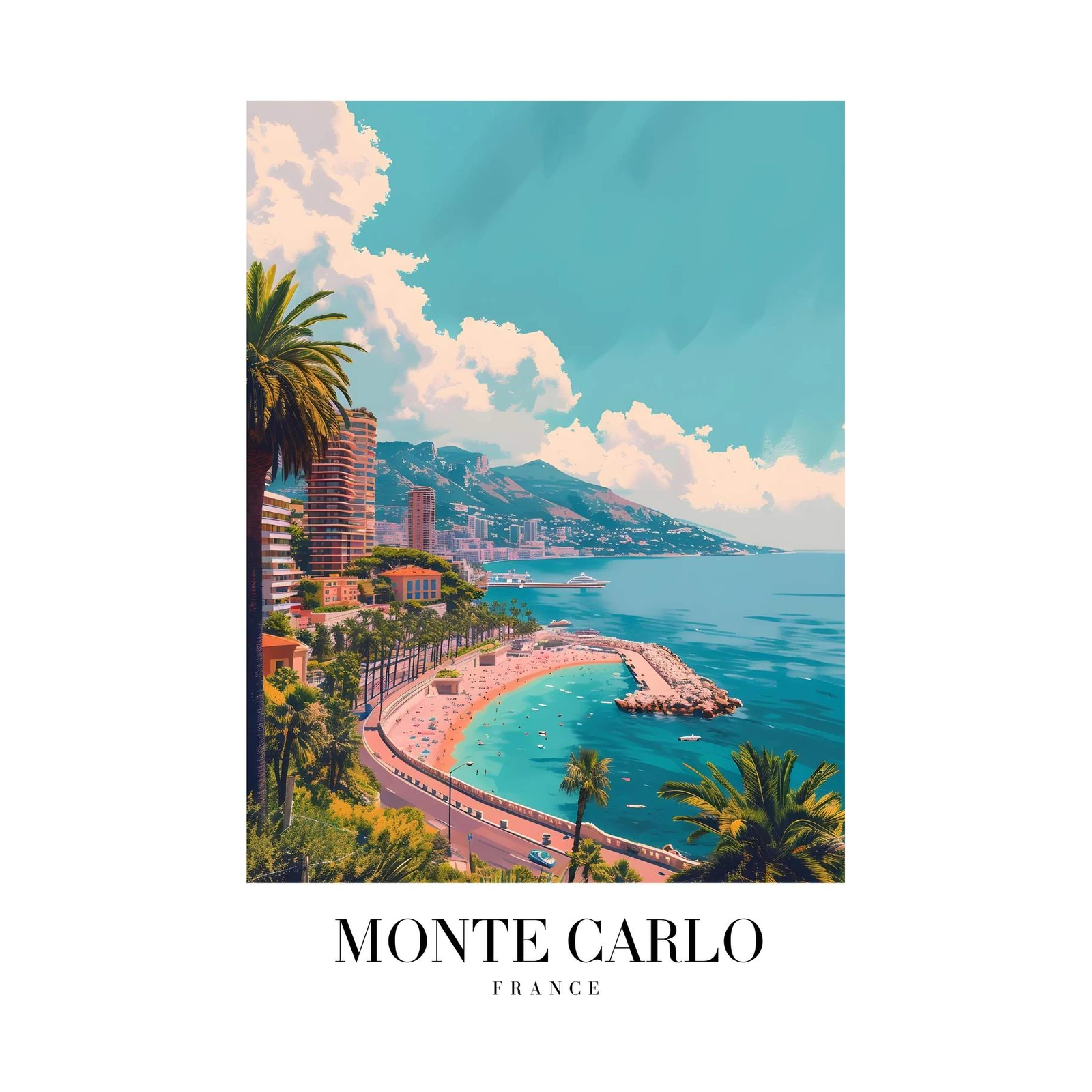 Monte Carlo Beach View Wall Art