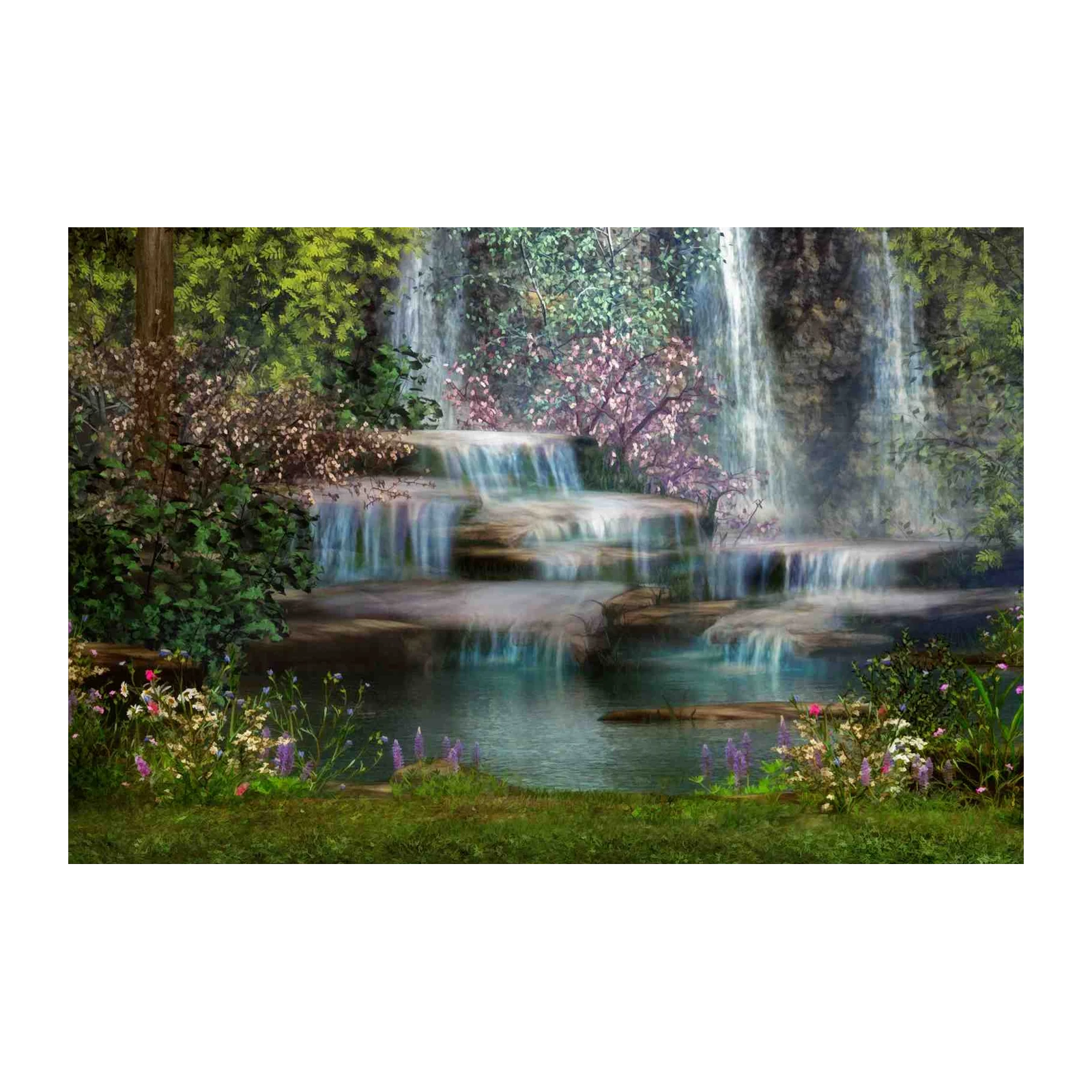 Serene Waterfall Forest Wall Art