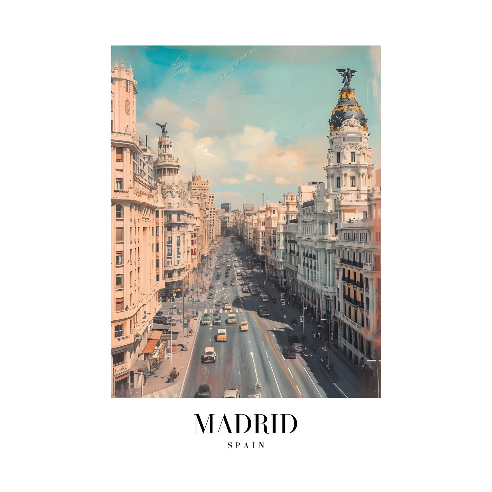 Madrid Cityscape Wall Art - Spain Travel Art