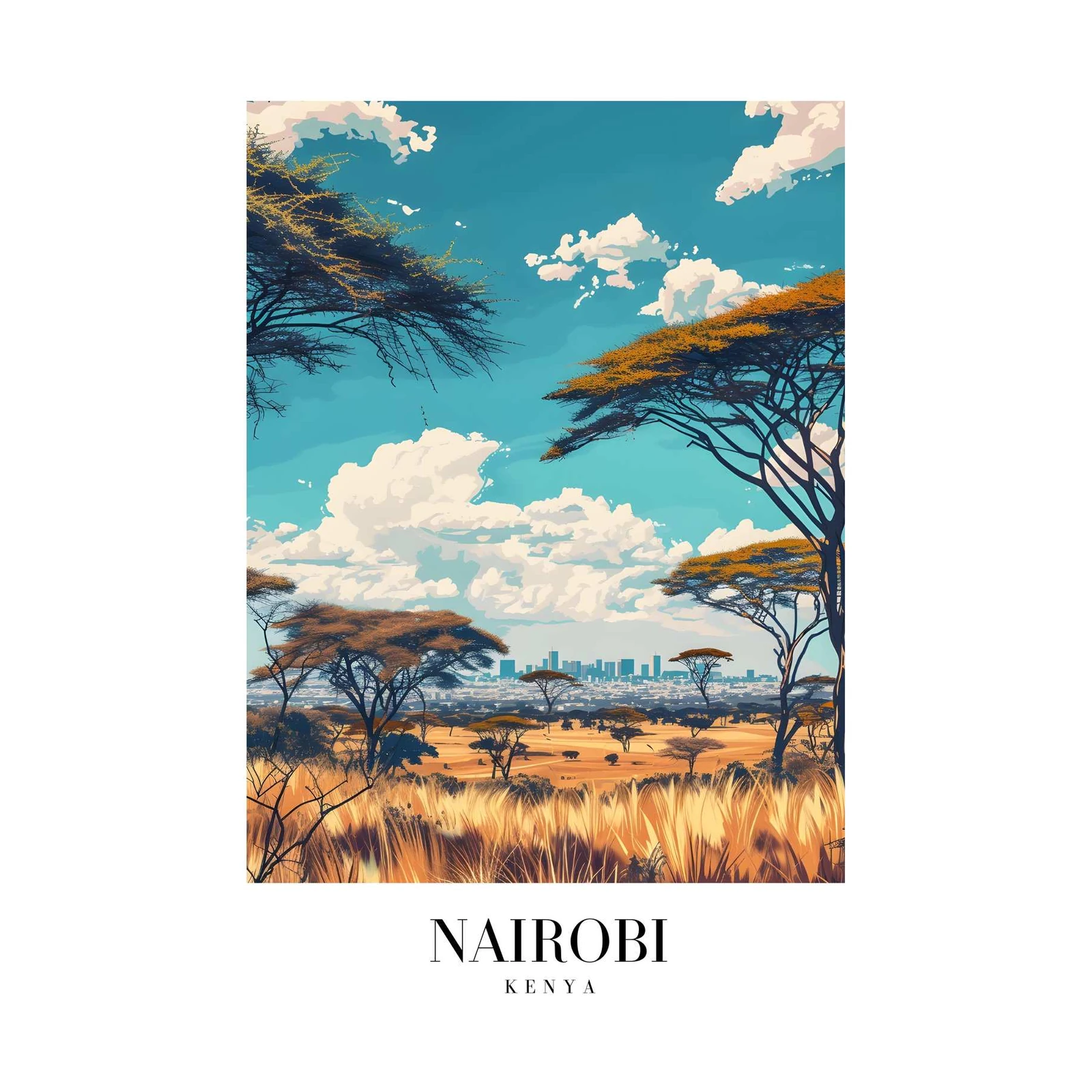 Nairobi Skyline Acacia Landscape Wall Art