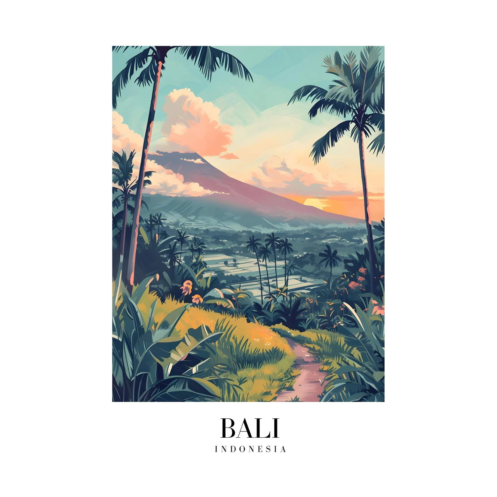 Serene Bali Sunrise Tropical Landscape Wall Art