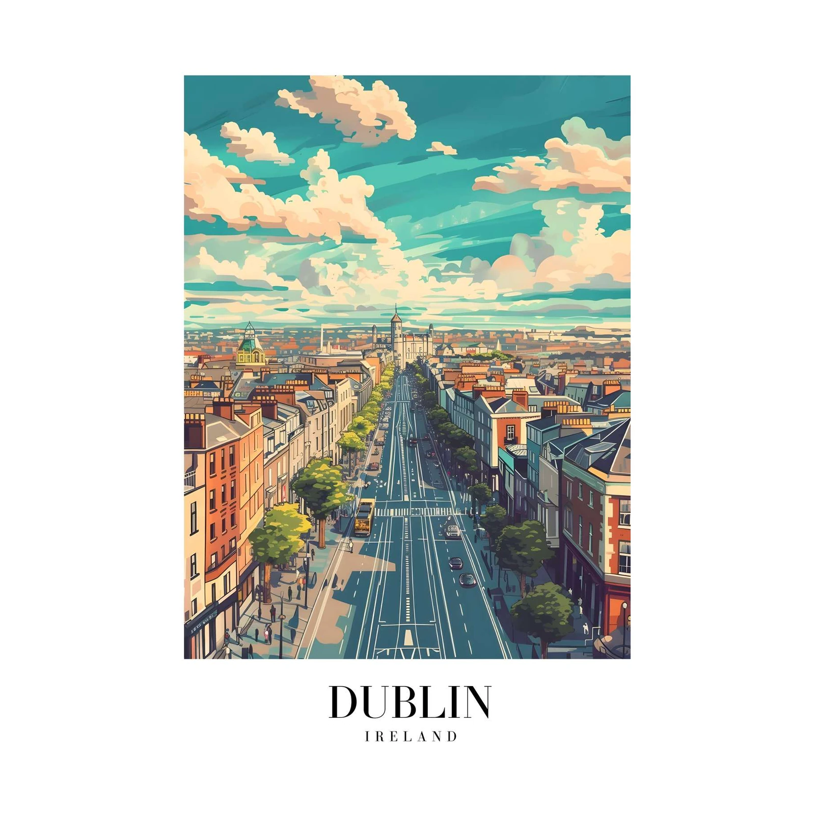 Vibrant Dublin Streetscape Wall Art