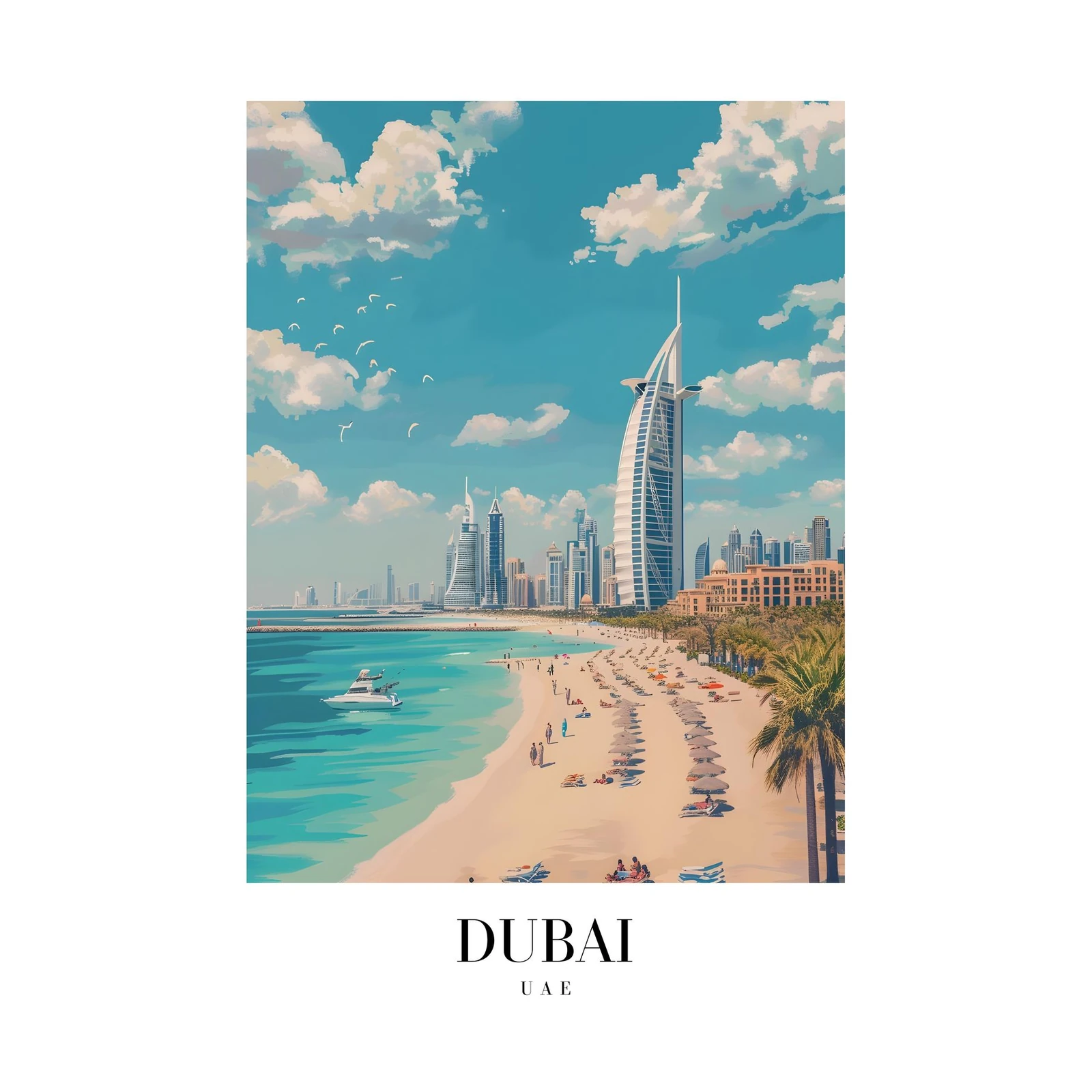Dubai Beach Skyline Wall Art - Luxury Travel Art