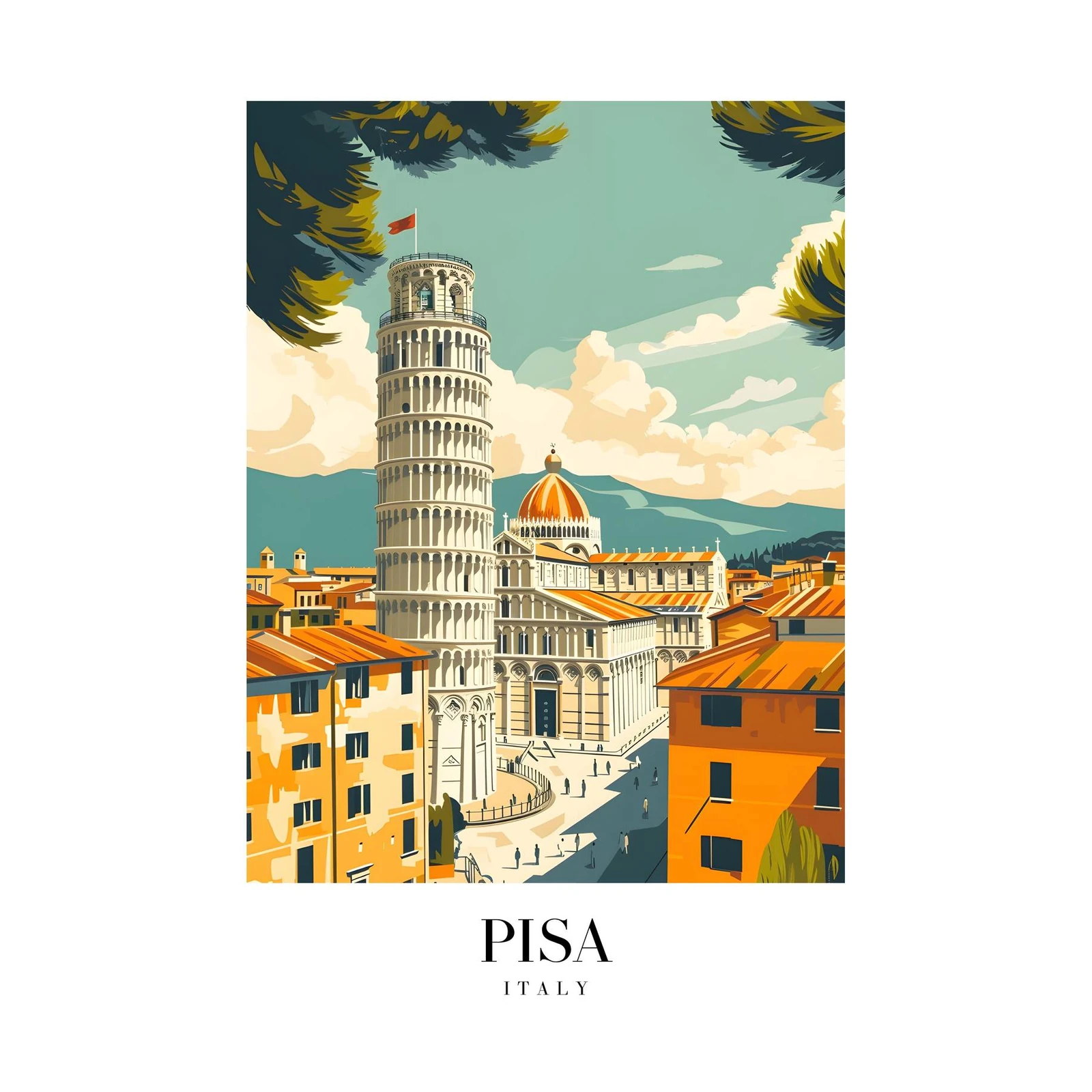 Leaning Tower of Pisa Travel Art Wall Art