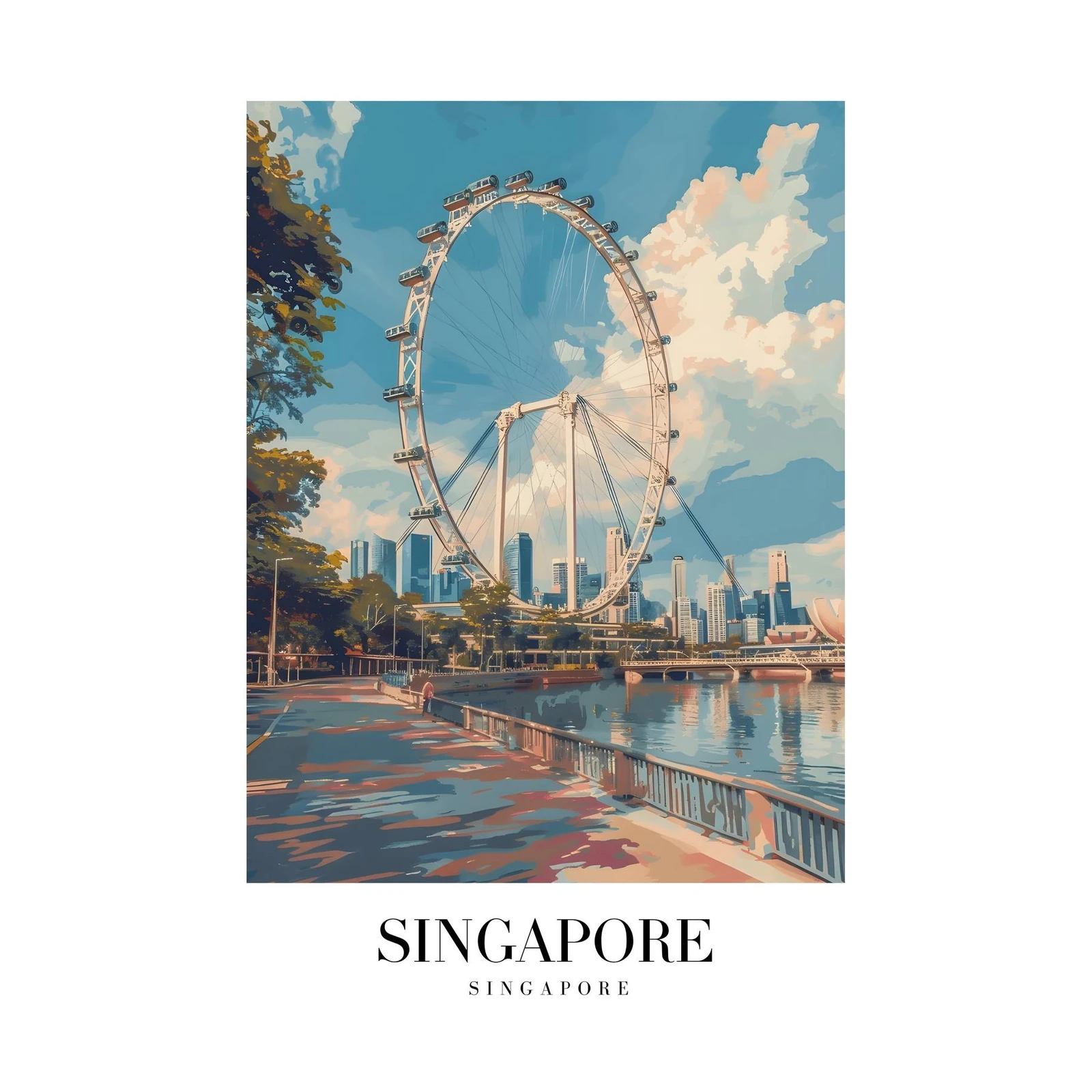 Vibrant Singapore Flyer Wall Art | Cityscape Art