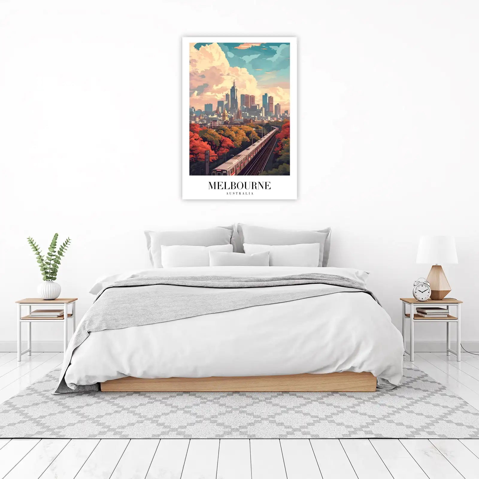Melbourne City Skyline Train Wall Art