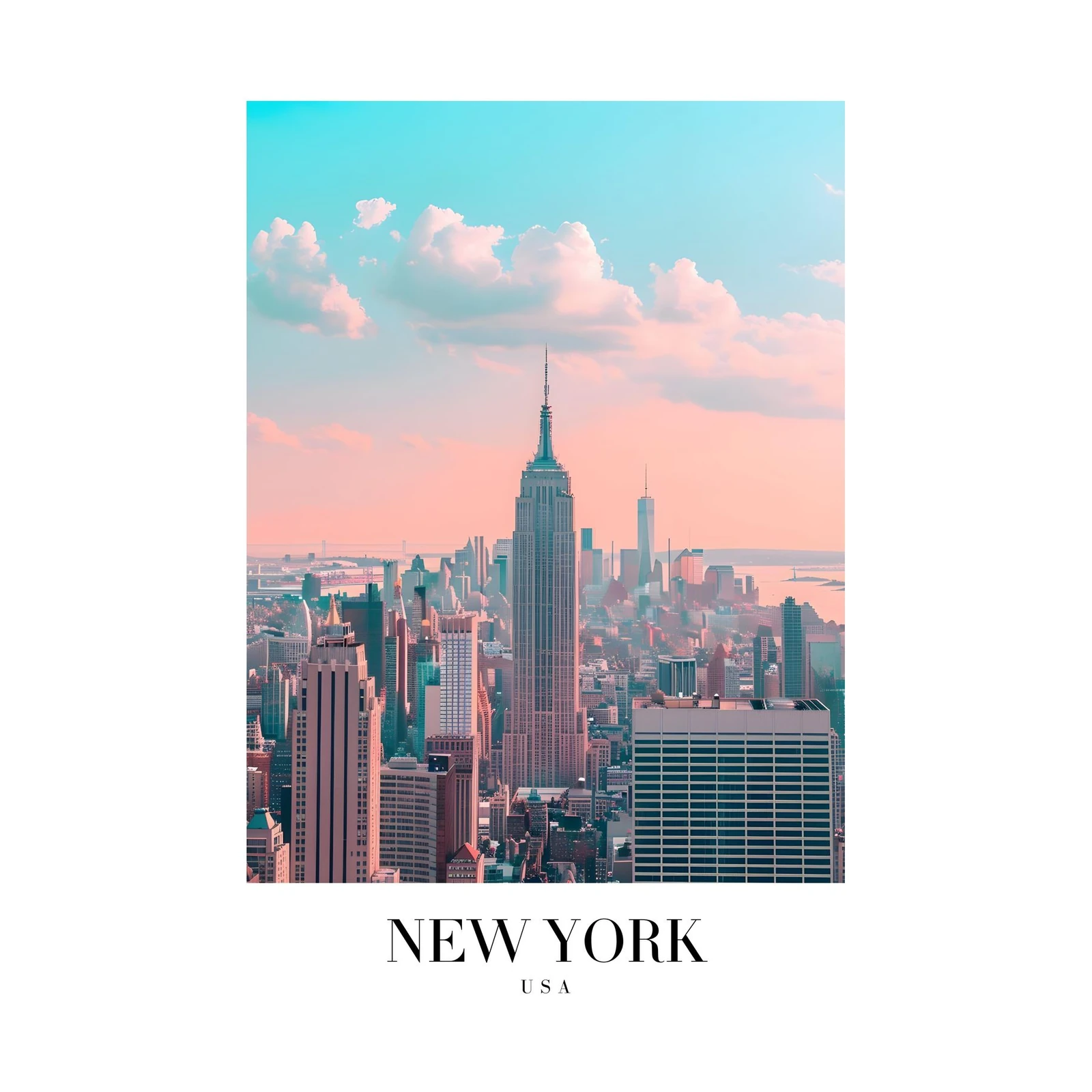 New York Skyline Pastel Dream Wall Art