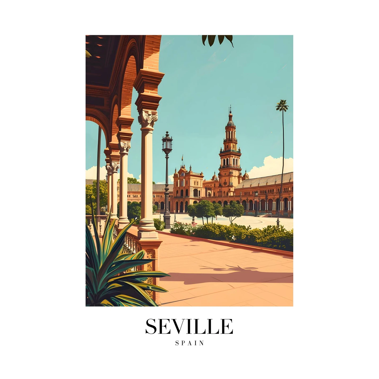 Seville Plaza de España Travel Poster Wall Art