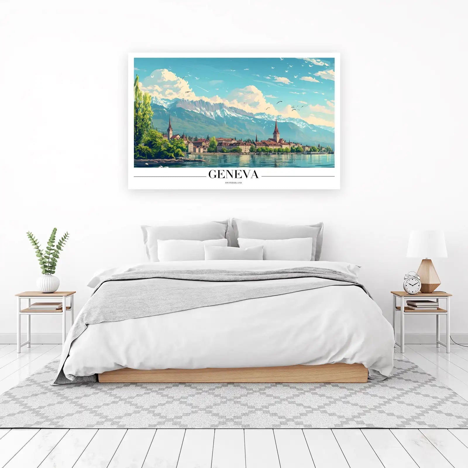 Serene Geneva Switzerland Lakefront Wall Art
