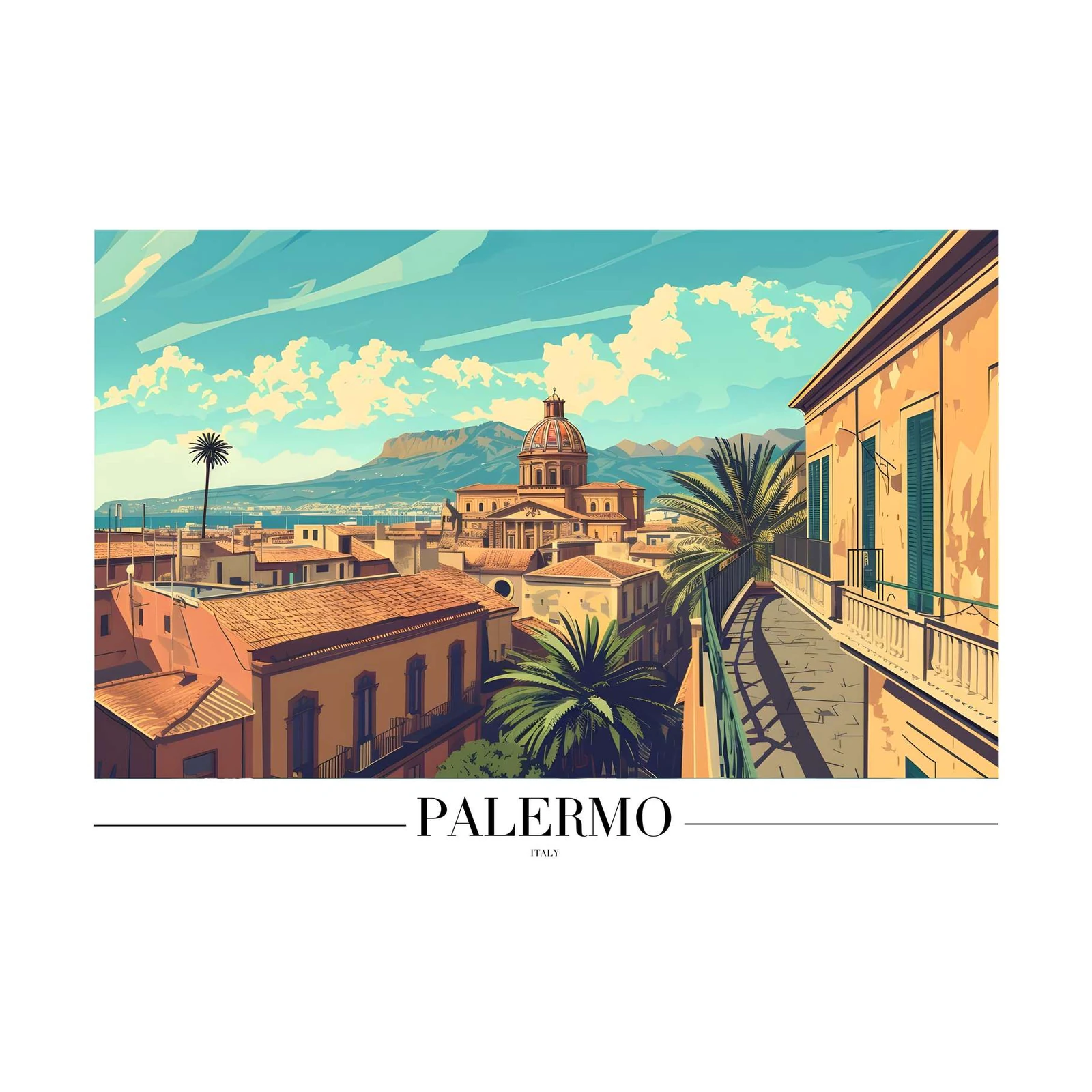 Palermo Cityscape Tropical Vibes Wall Art