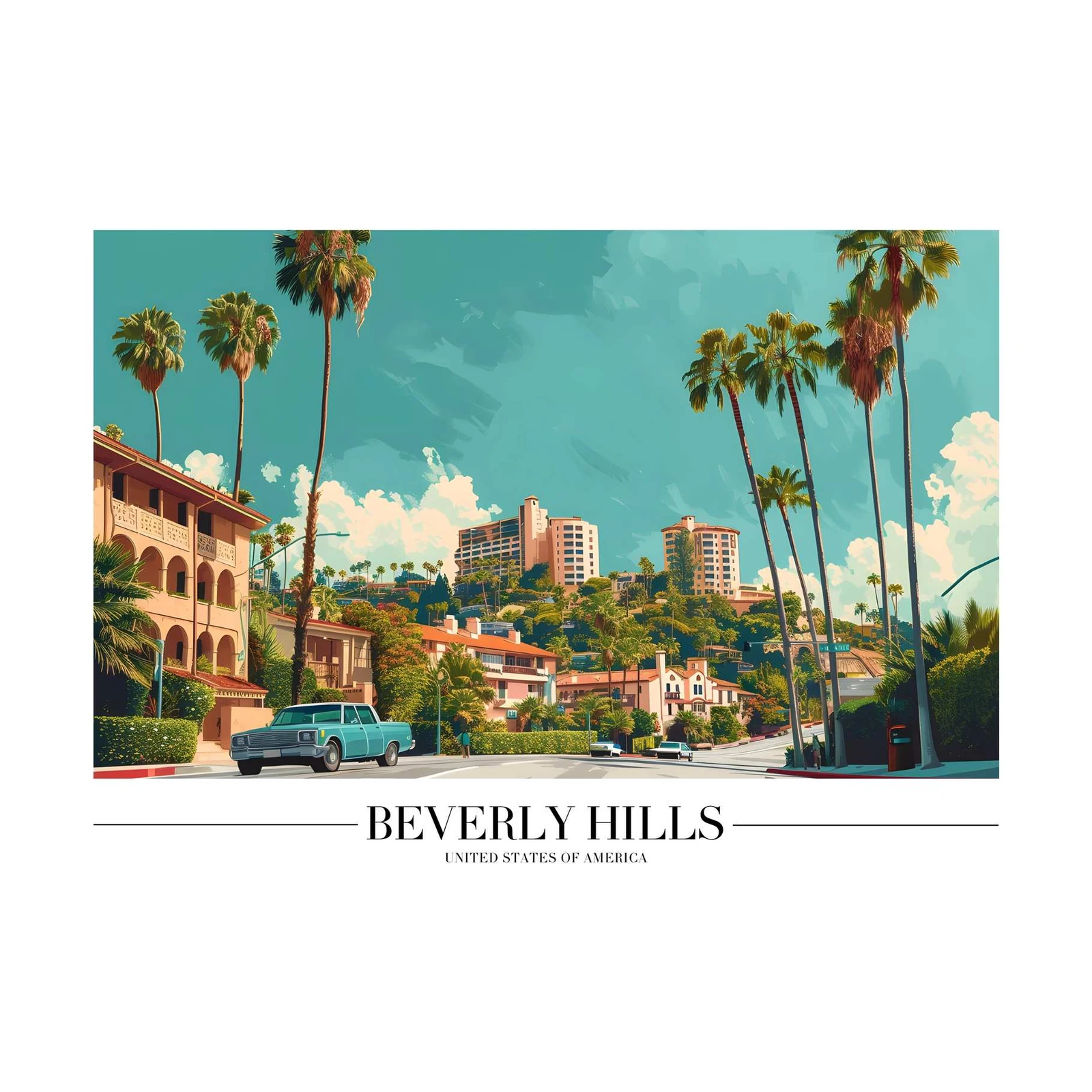 Beverly Hills Vintage Scene Wall Art