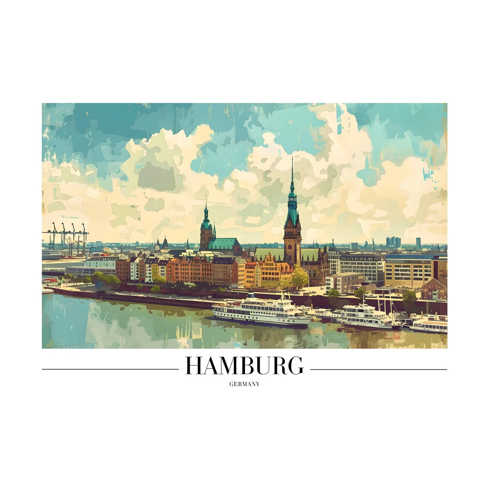 Vibrant Hamburg Skyline Wall Art