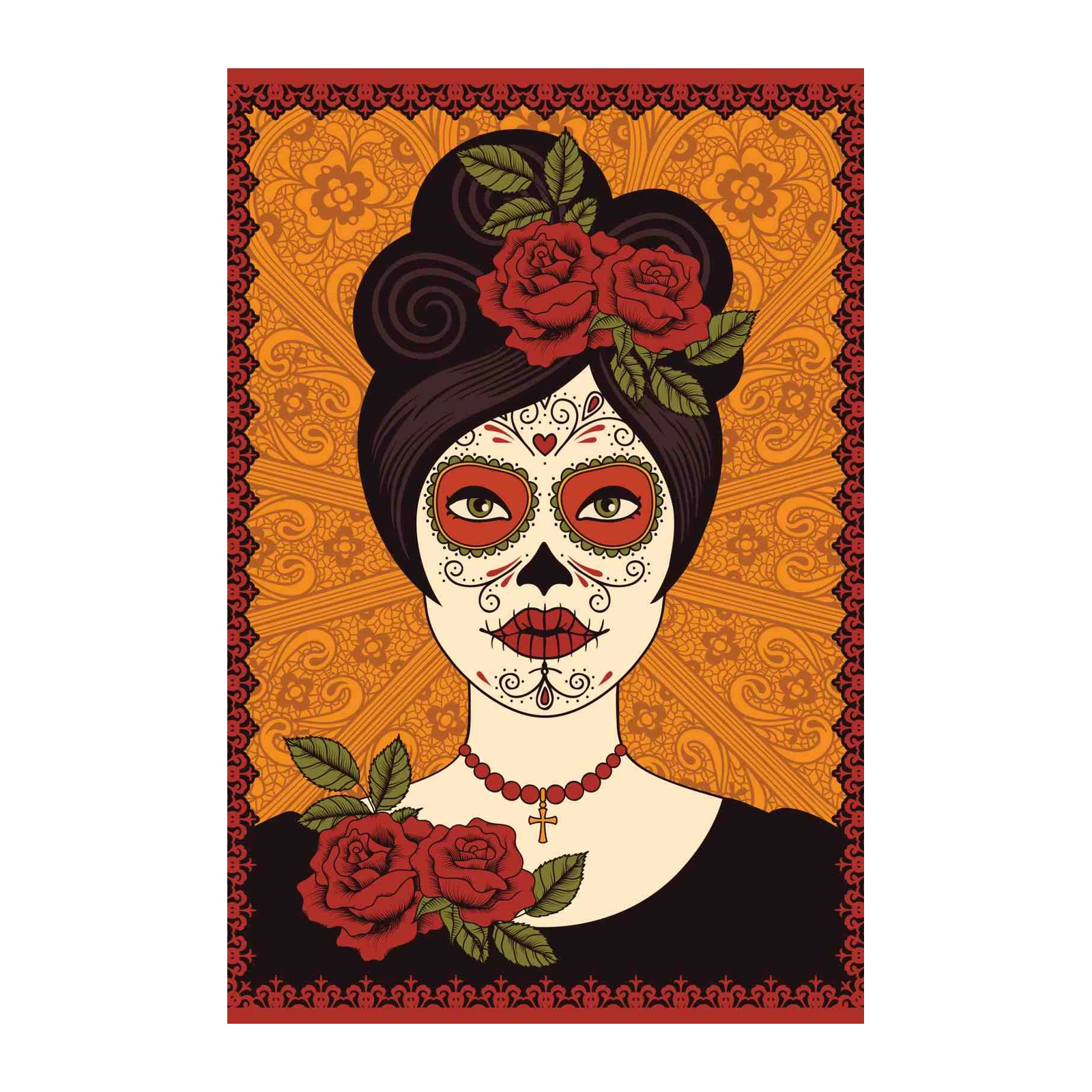 Elegant Sugar Skull Woman Wall Art