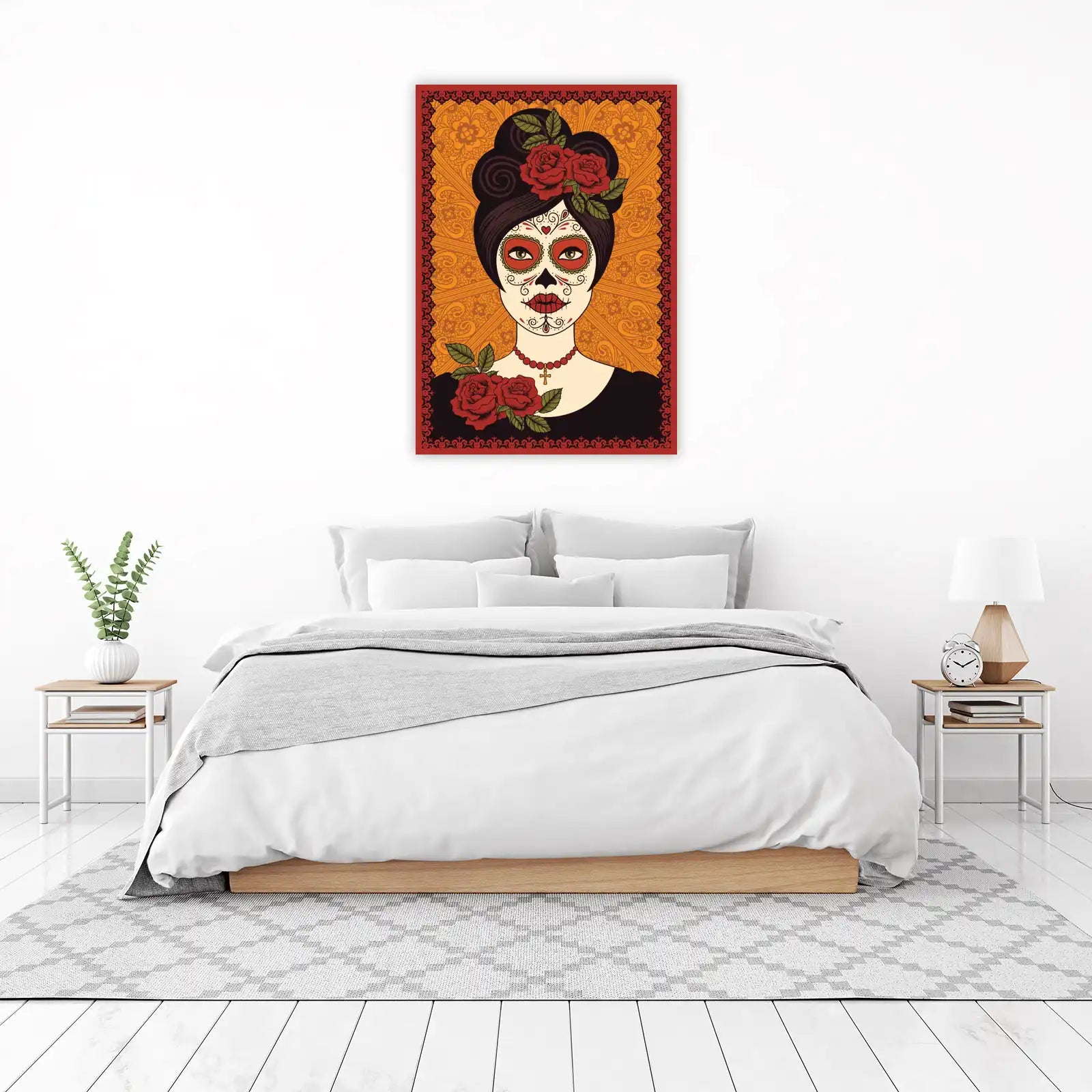 Elegant Sugar Skull Woman Wall Art
