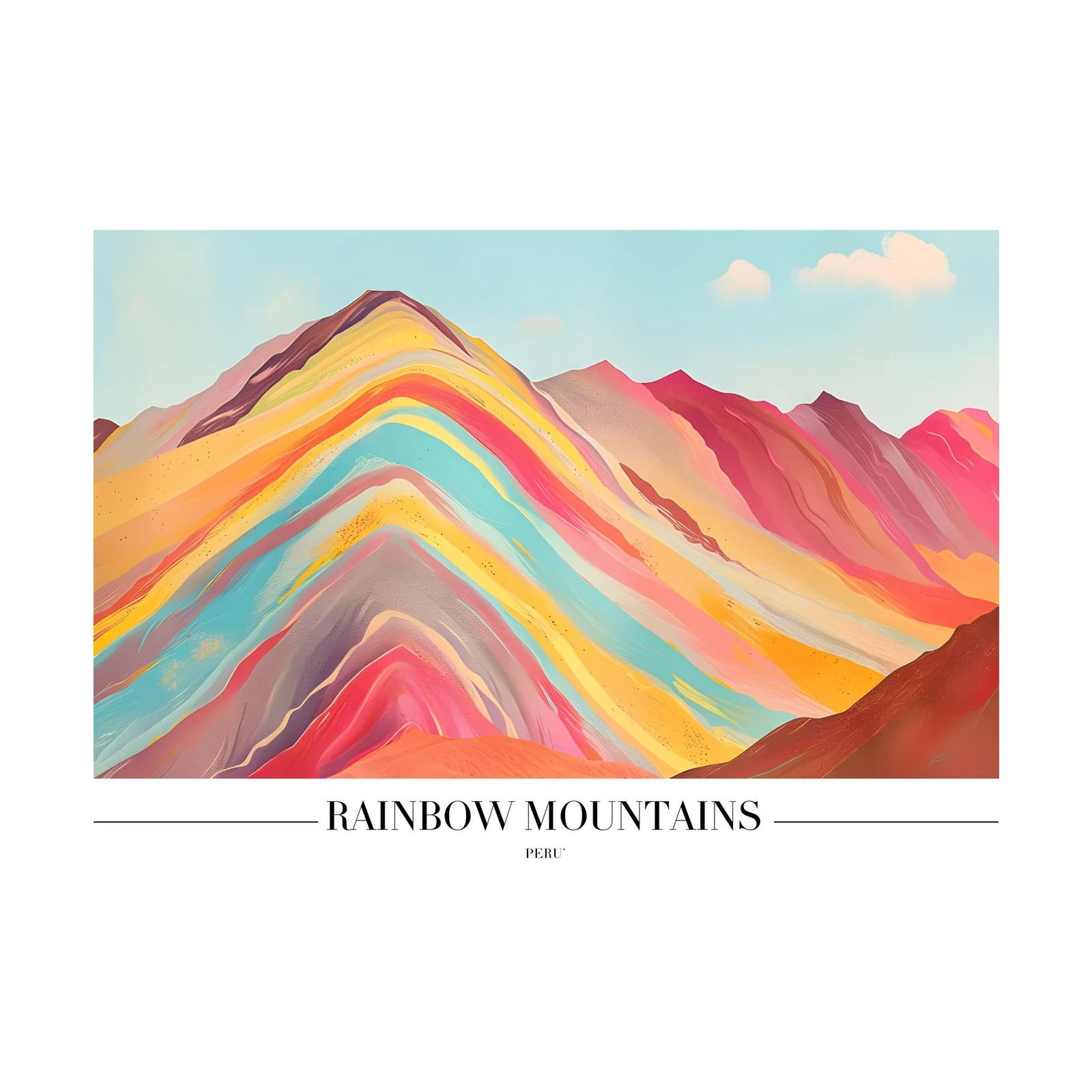 Vibrant Rainbow Mountains Peru Wall Art