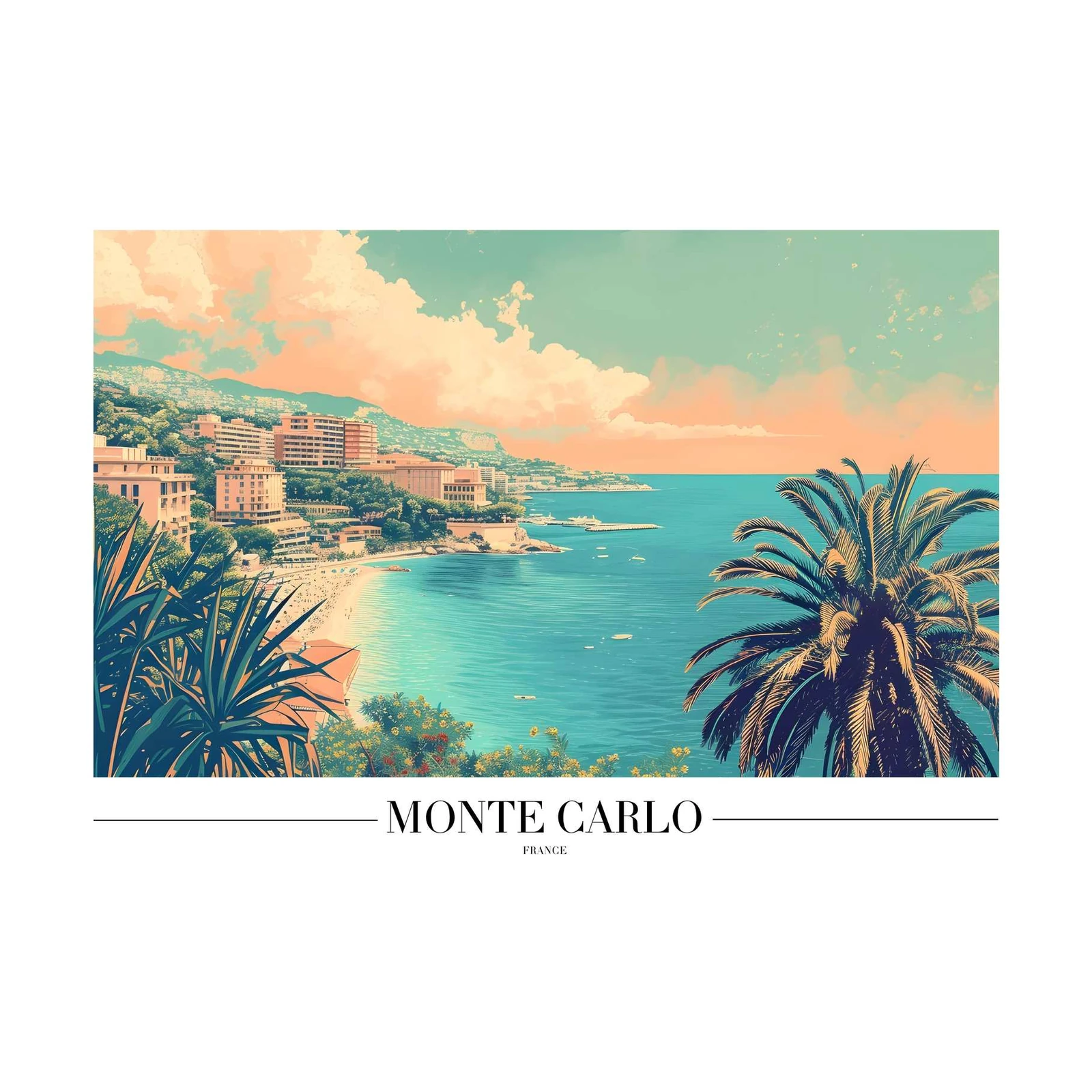 Monte Carlo Riviera Beach Scene Wall Art