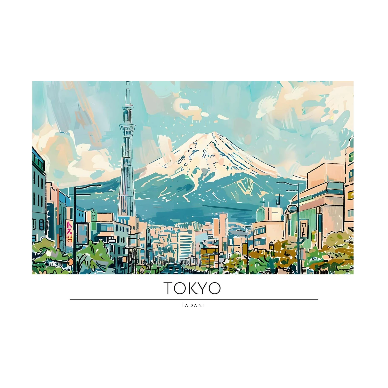 Tokyo Skyline Mount Fuji Wall Art