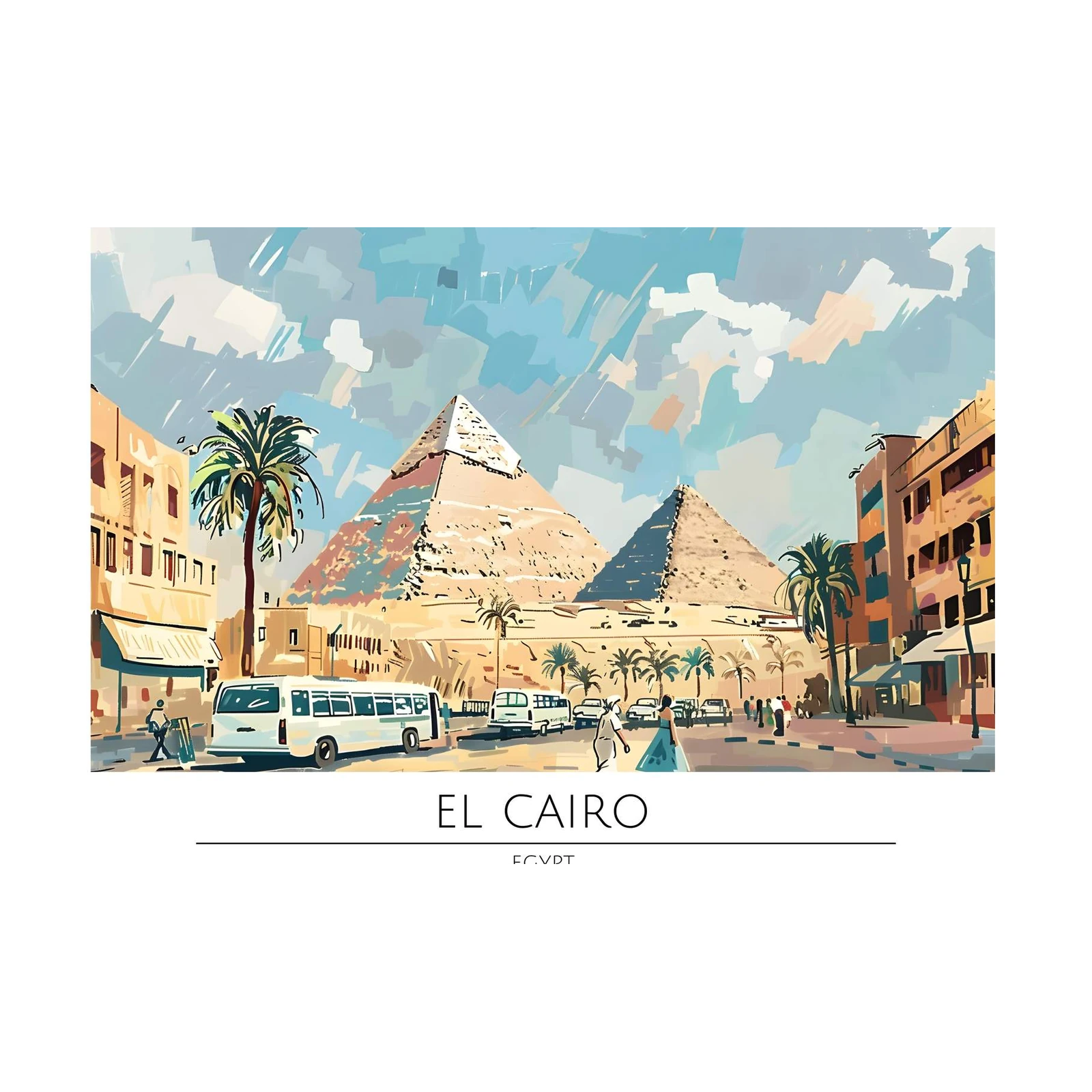 Vibrant El Cairo Pyramids Wall Art
