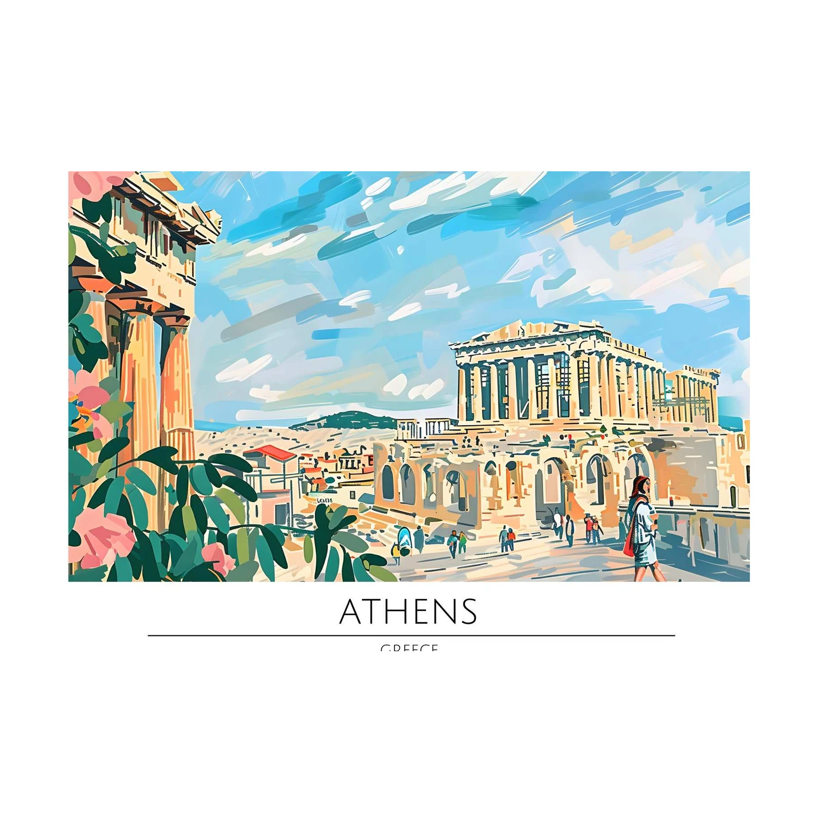 Vibrant Athens Acropolis Travel Art Wall Art
