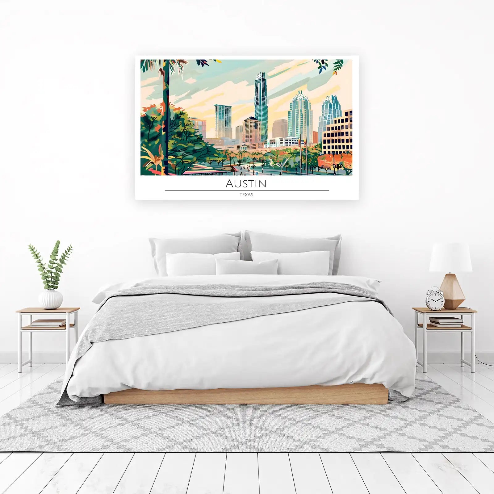 Vibrant Austin Skyline Wall Art - Texas Cityscape Art
