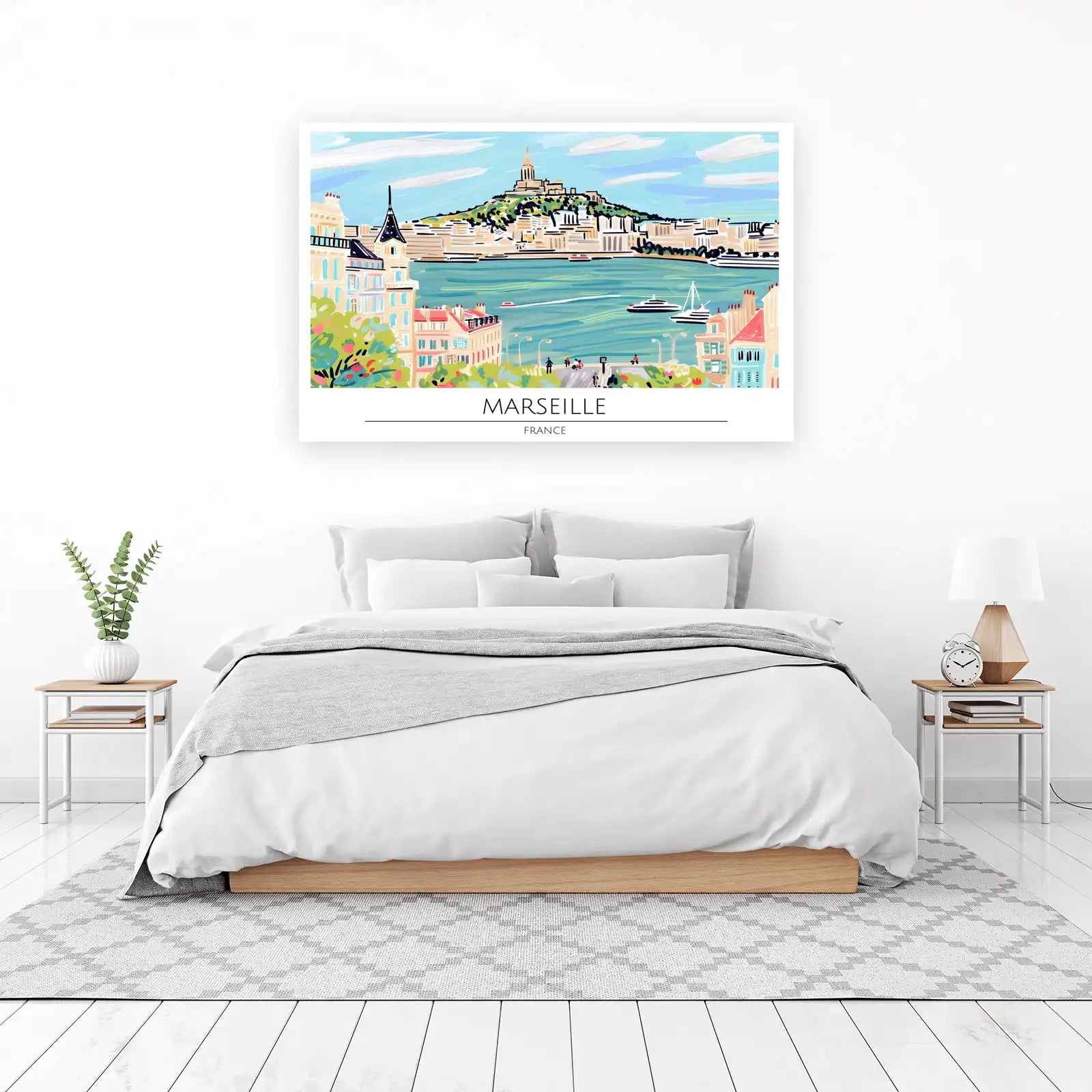 Vibrant Marseille Harbor Cityscape Wall Art
