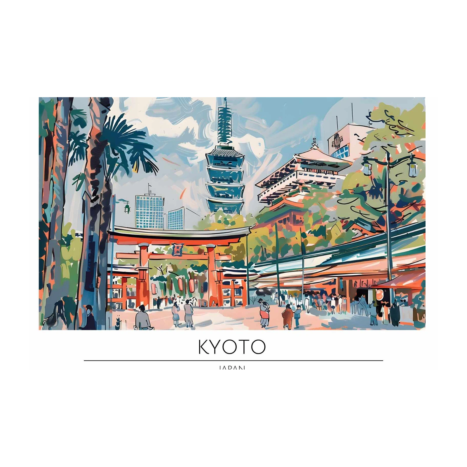 Vibrant Kyoto Scene Wall Art
