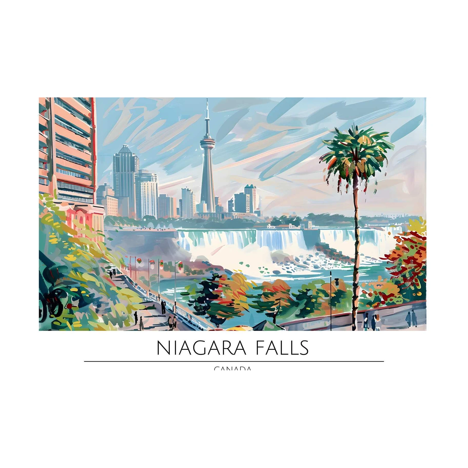 Vibrant Niagara Falls & Toronto Skyline Wall Art