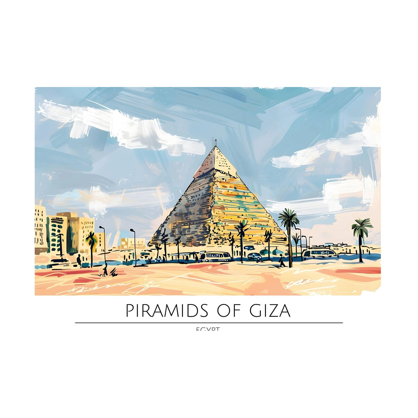 Vibrant Pyramids of Giza Egypt Wall Art