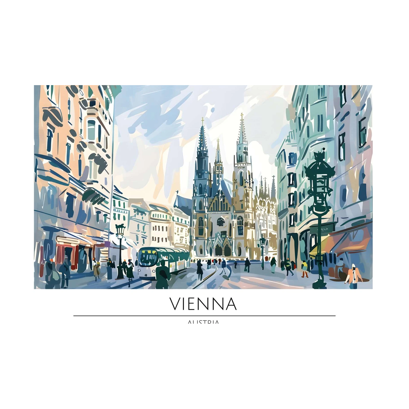 Vibrant Vienna Street Scene Wall Art