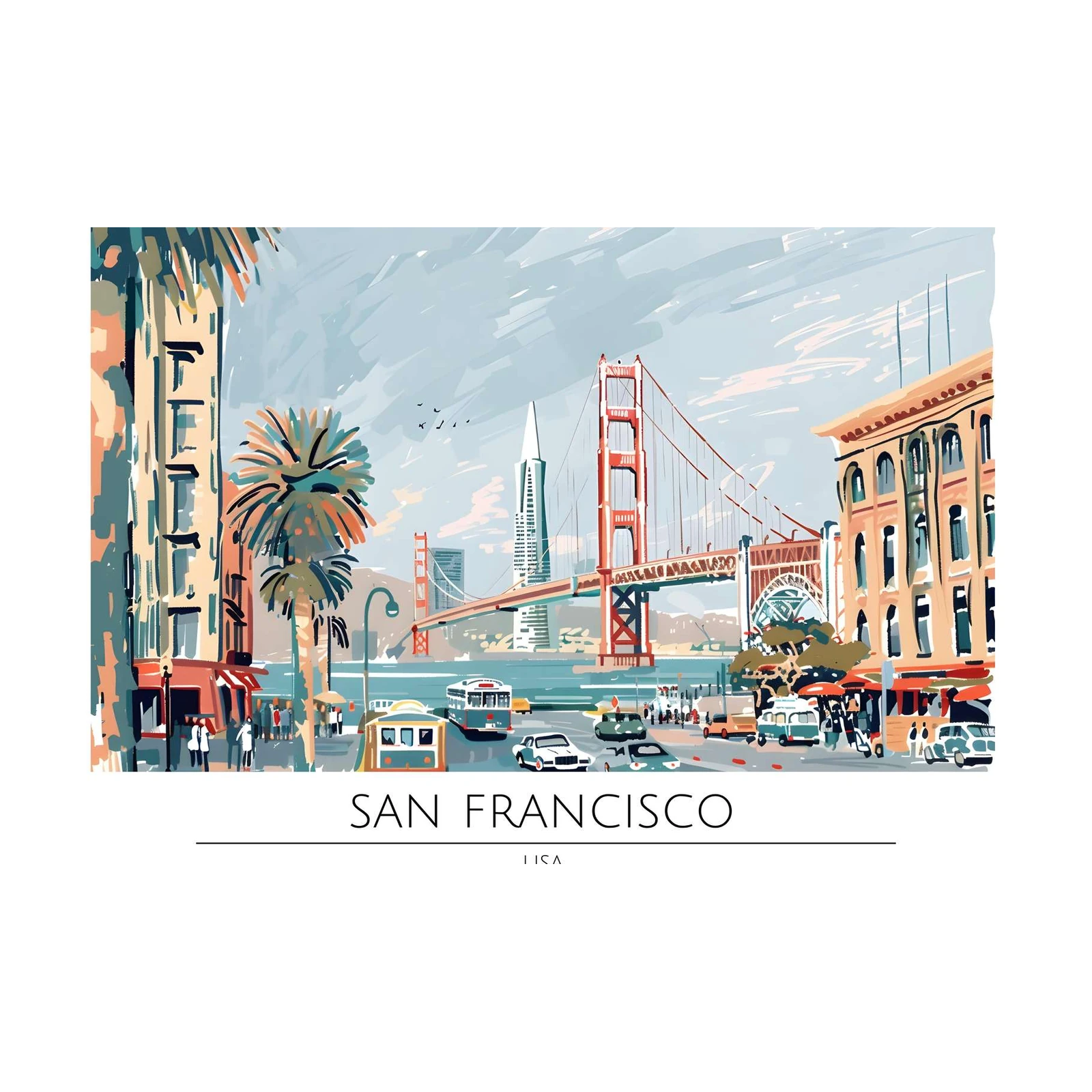 Vibrant San Francisco Golden Gate Bridge Wall Art