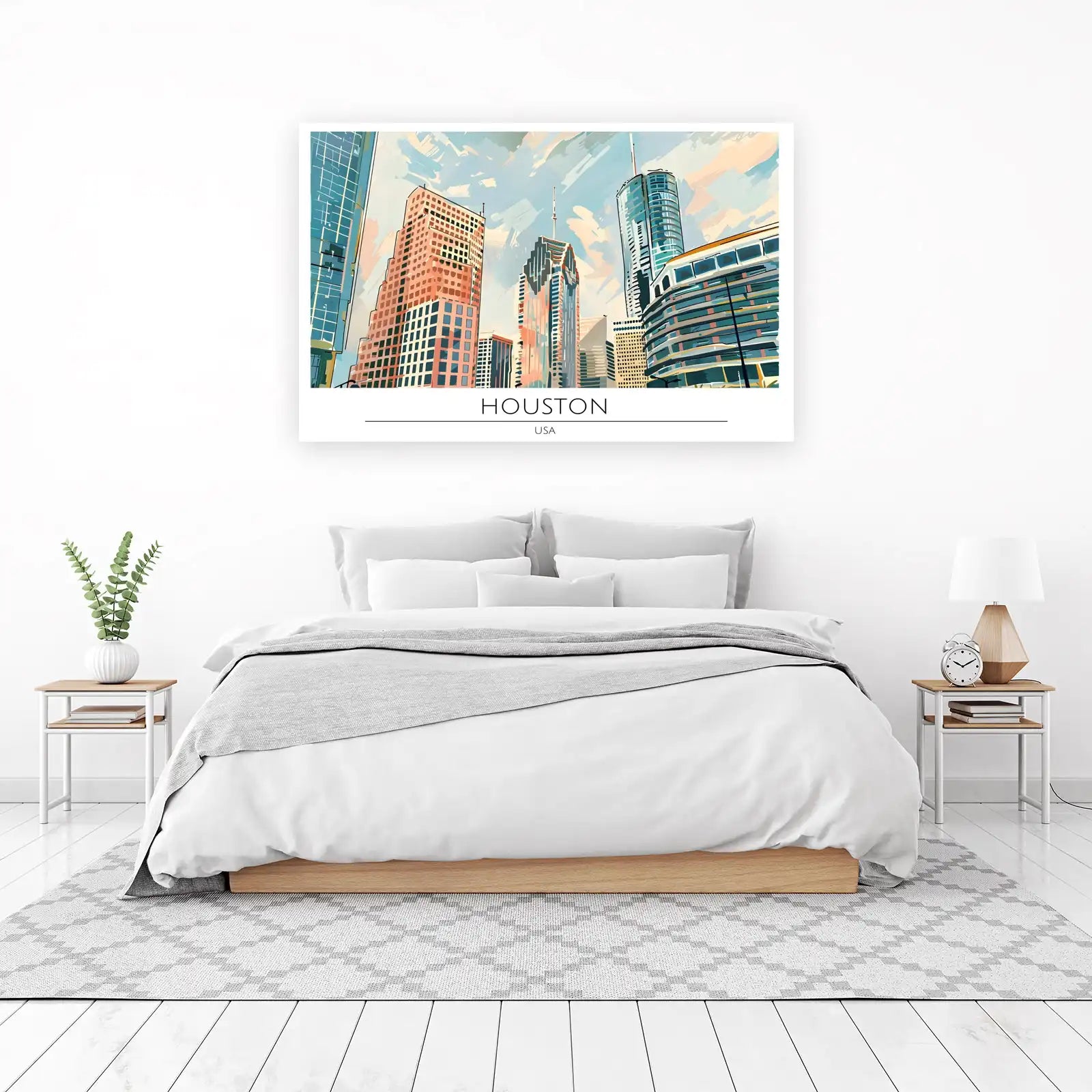 Vibrant Houston Skyline Wall Art - Cityscape Art