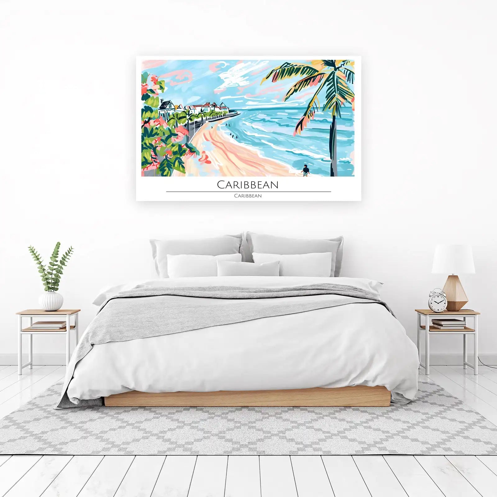 Vibrant Caribbean Beach Scene Wall Art