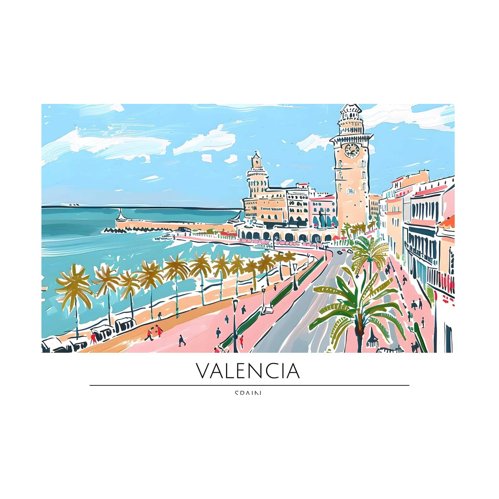 Valencia Coastal Cityscape Wall Art