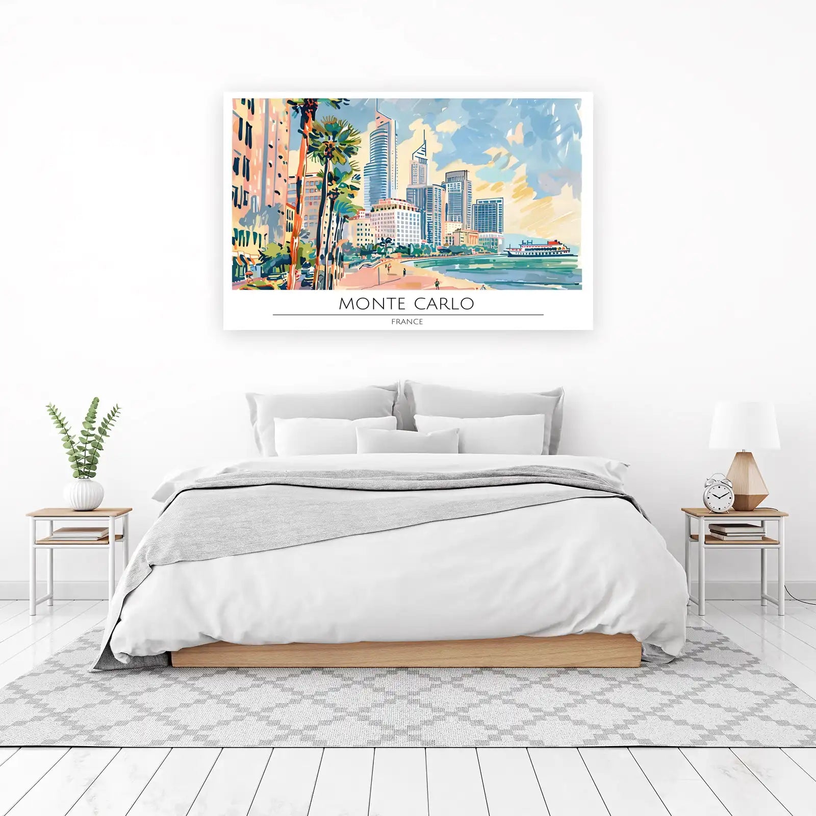 Vibrant Monte Carlo Skyline Wall Art - French Riviera Art