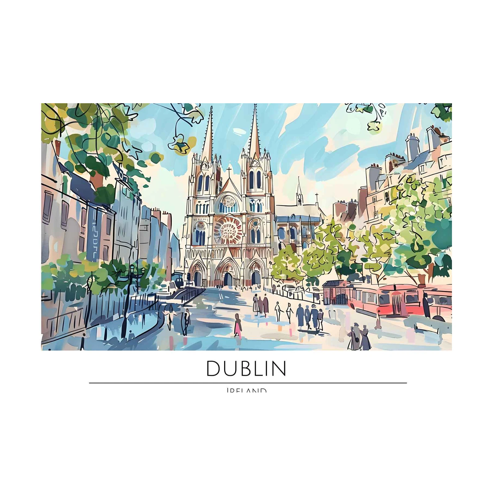 Vibrant Dublin Street Scene Wall Art