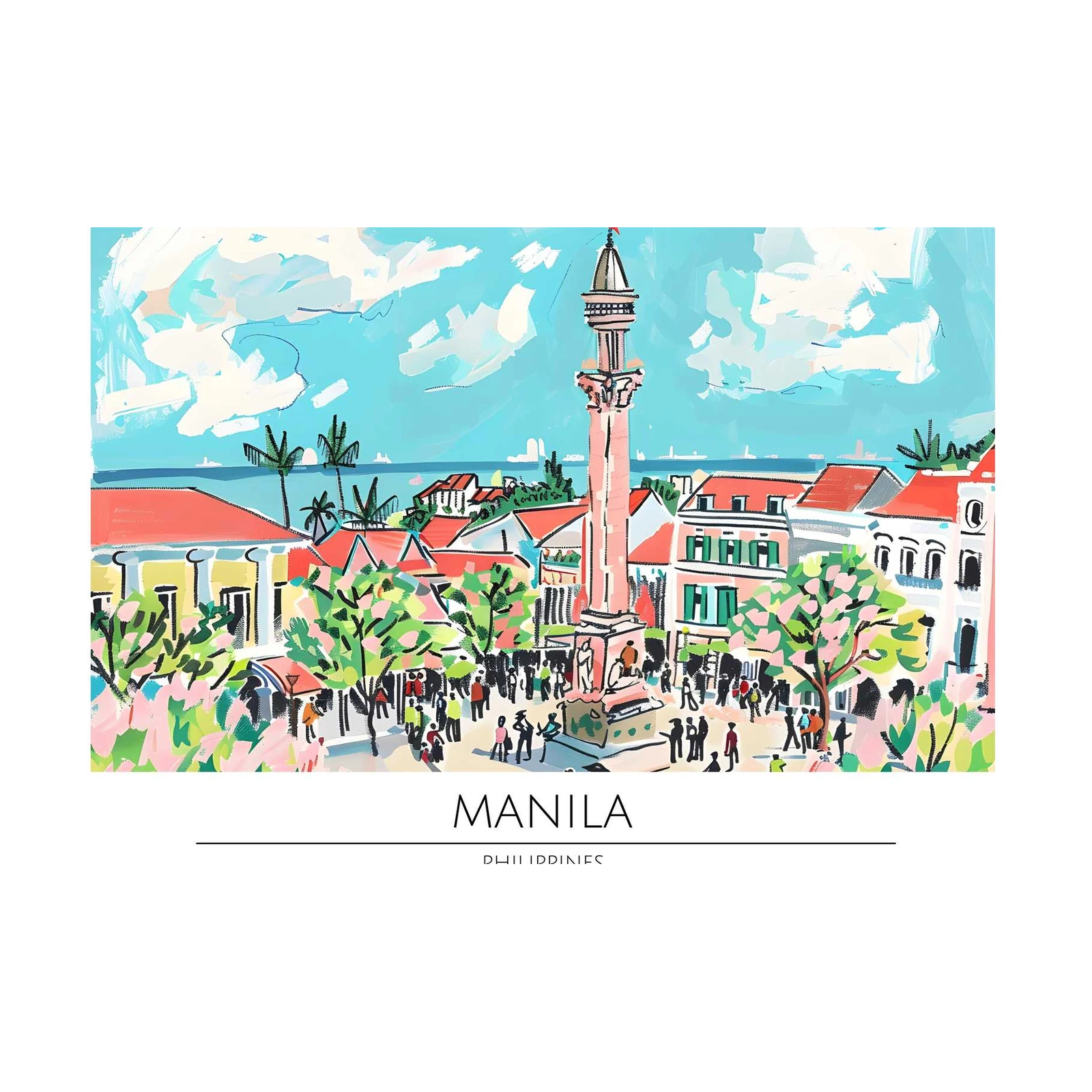 Vibrant Manila Landmark Wall Art - Philippines Art