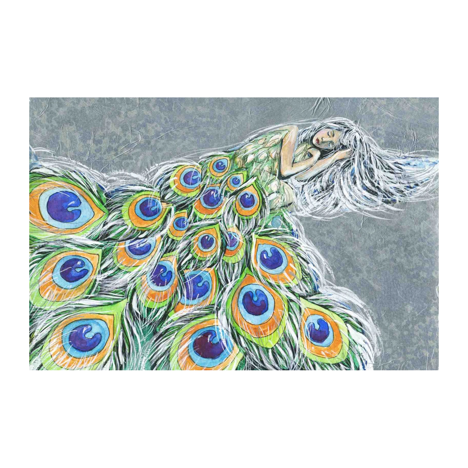 Enchanted Peacock Lady Wall Art Wall Art