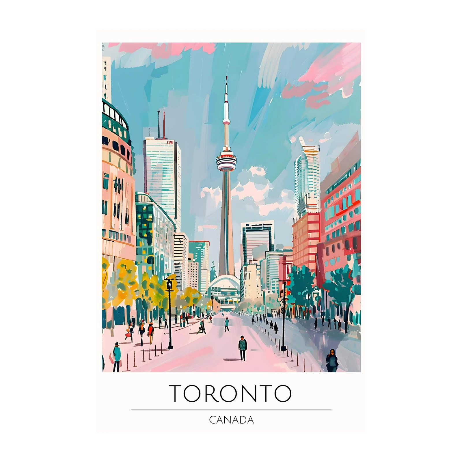 Vibrant Toronto Skyline CN Tower Wall Art