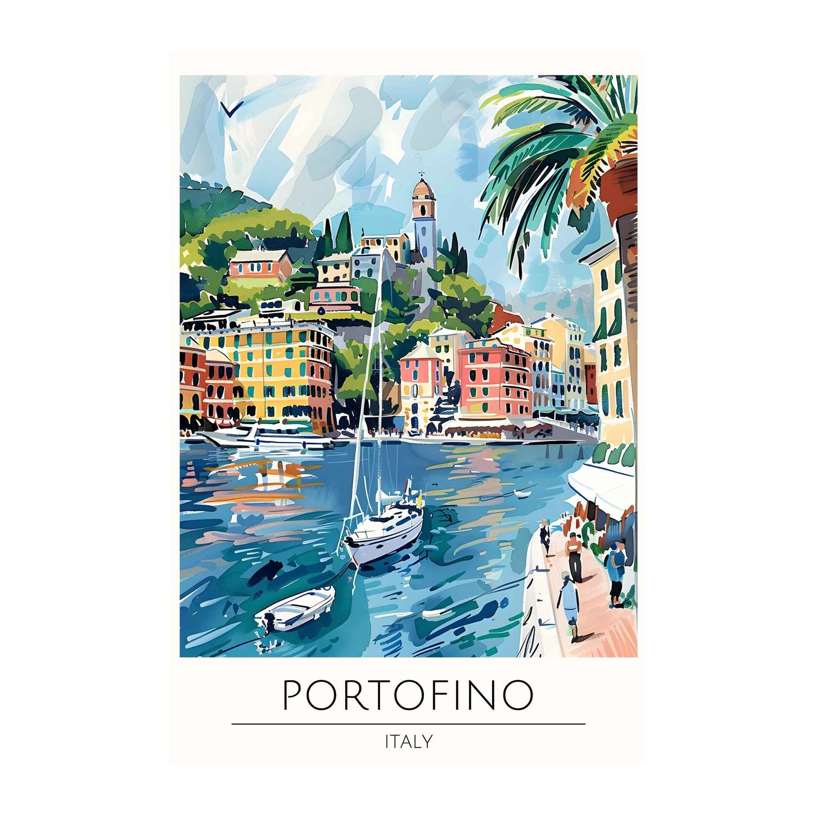 Vibrant Portofino Italy Harbor Sailboat Wall Art