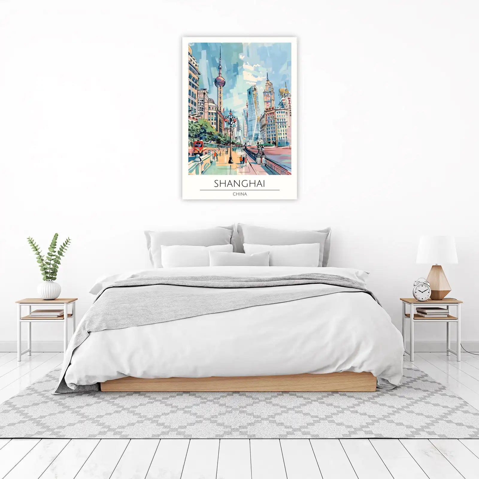Vibrant Shanghai Skyline Art Wall Art