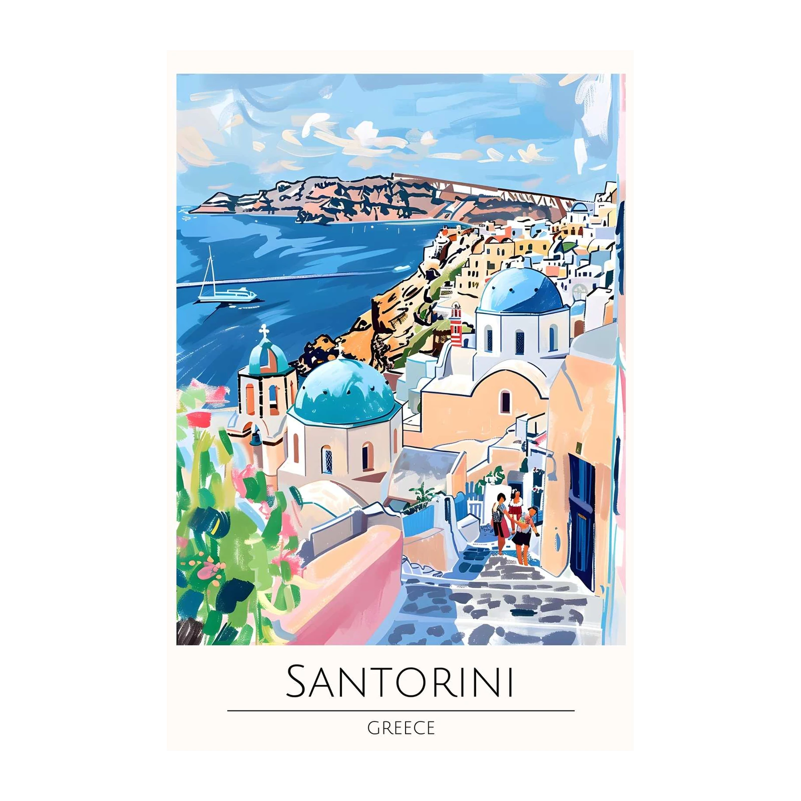 Santorini Greece Travel Art Wall Art