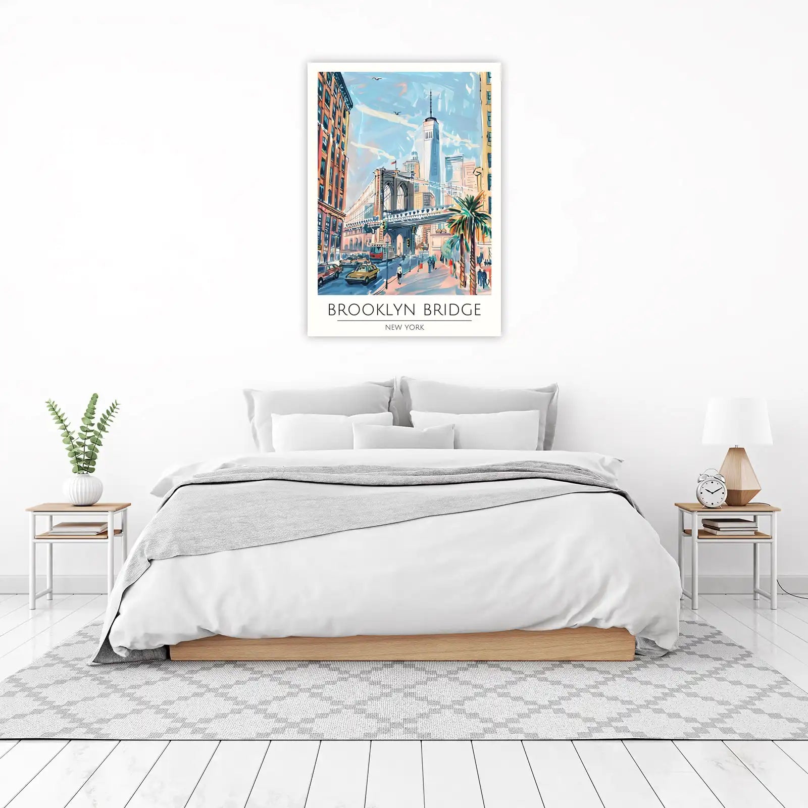 Brooklyn Bridge NYC Vibrant Street Scene Wall Art