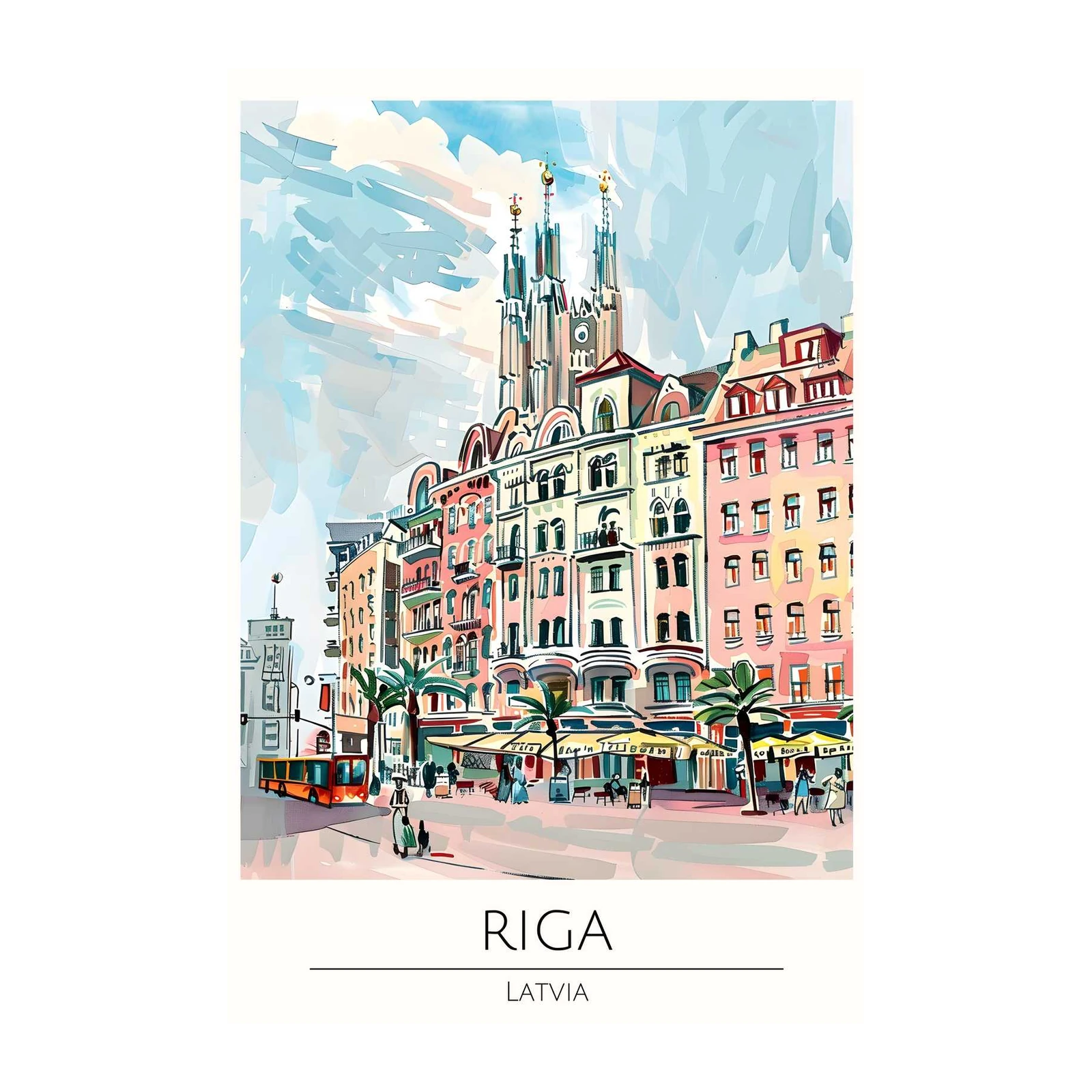 Vibrant Riga Street Scene Wall Art
