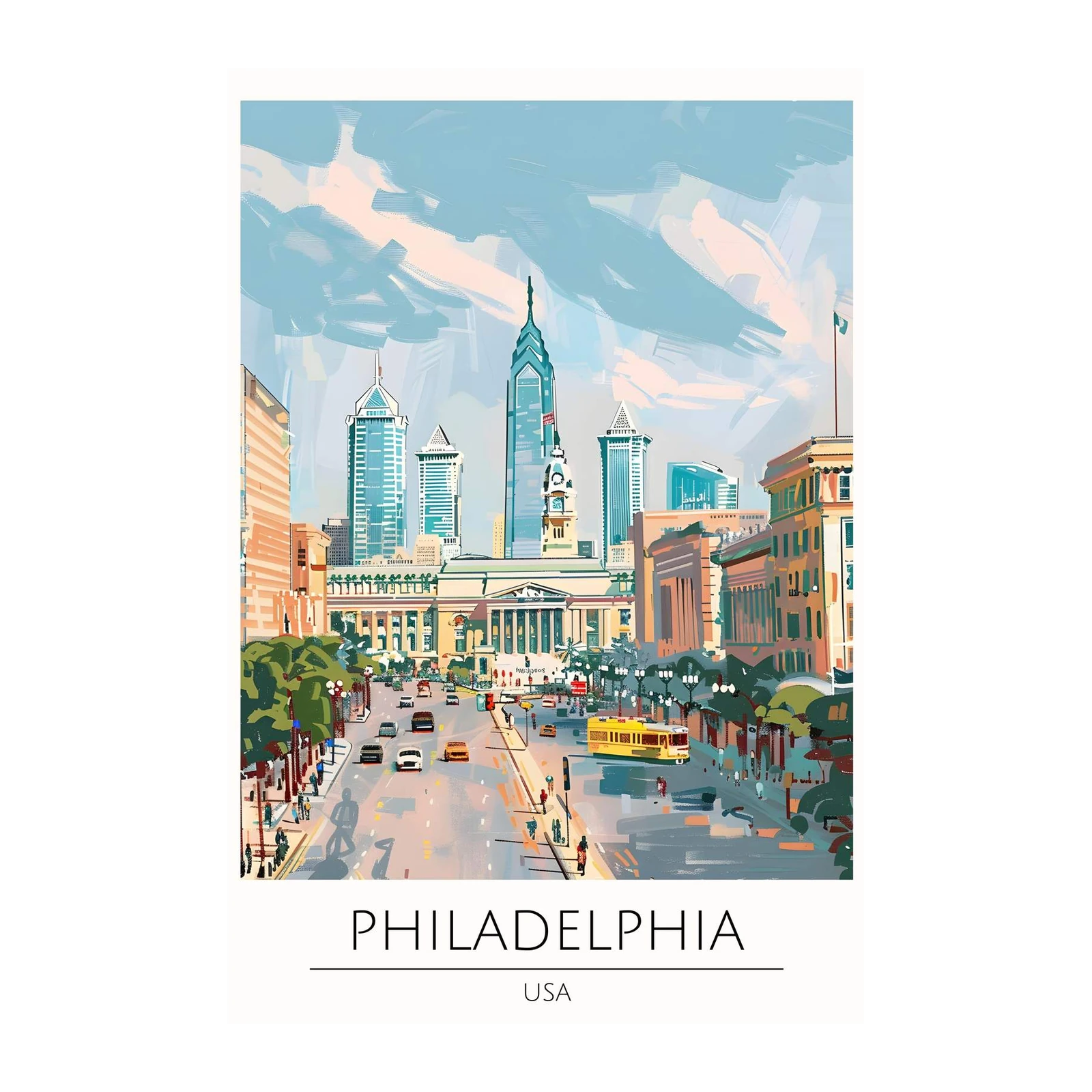 Vibrant Philadelphia Skyline Wall Art