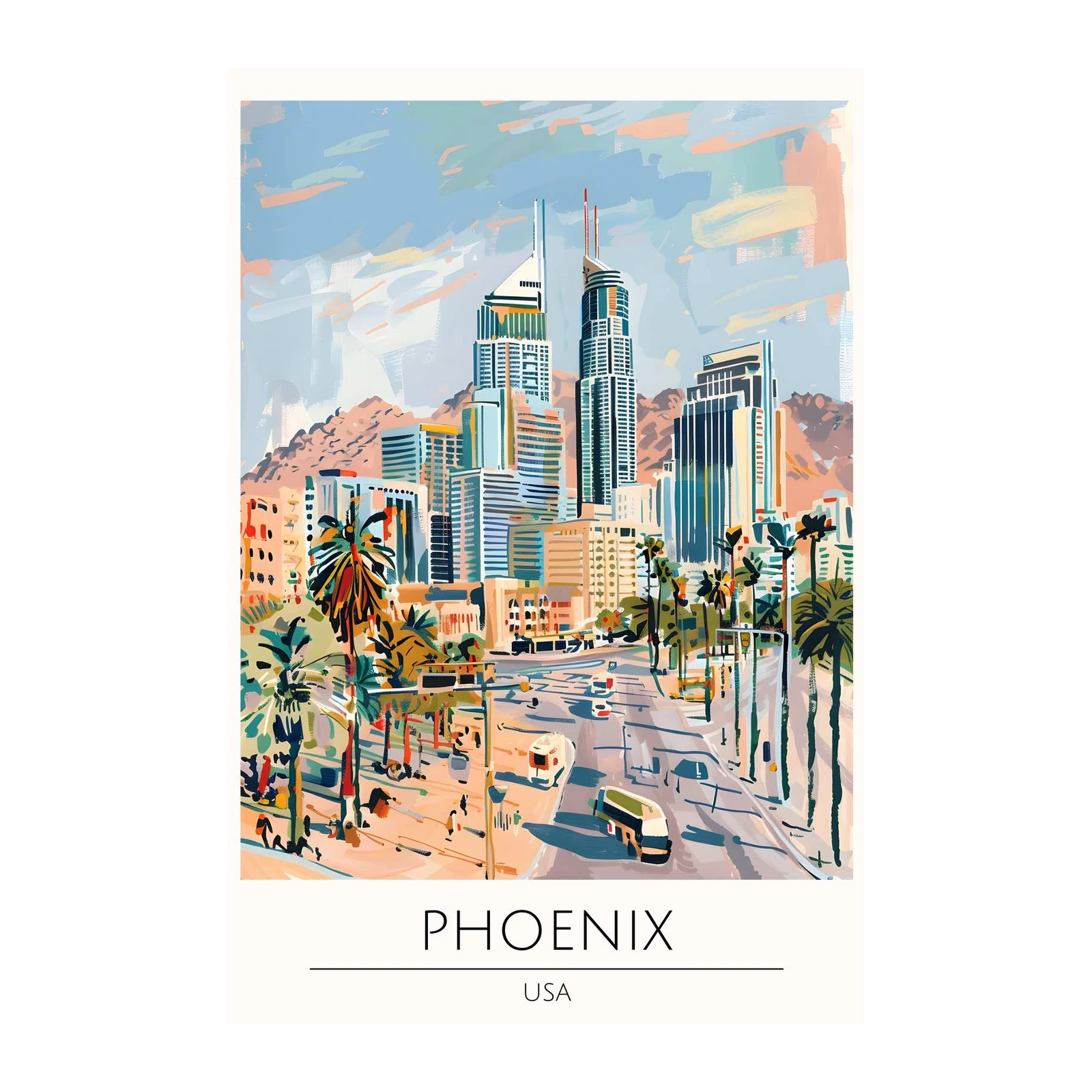 Vibrant Phoenix Skyline Wall Art