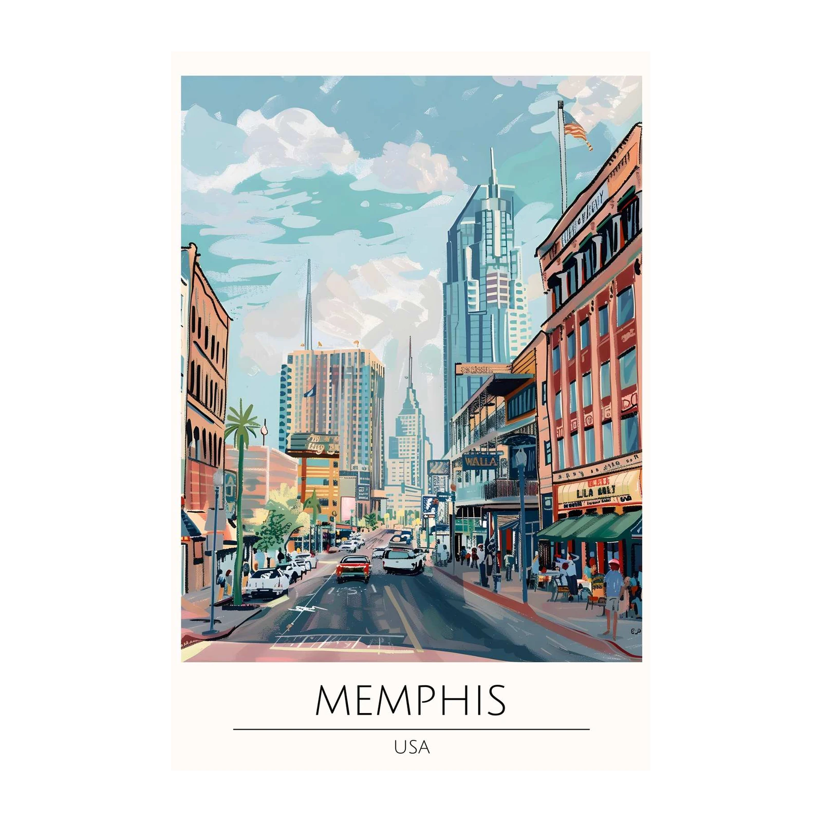 Vibrant Memphis Street Scene Wall Art