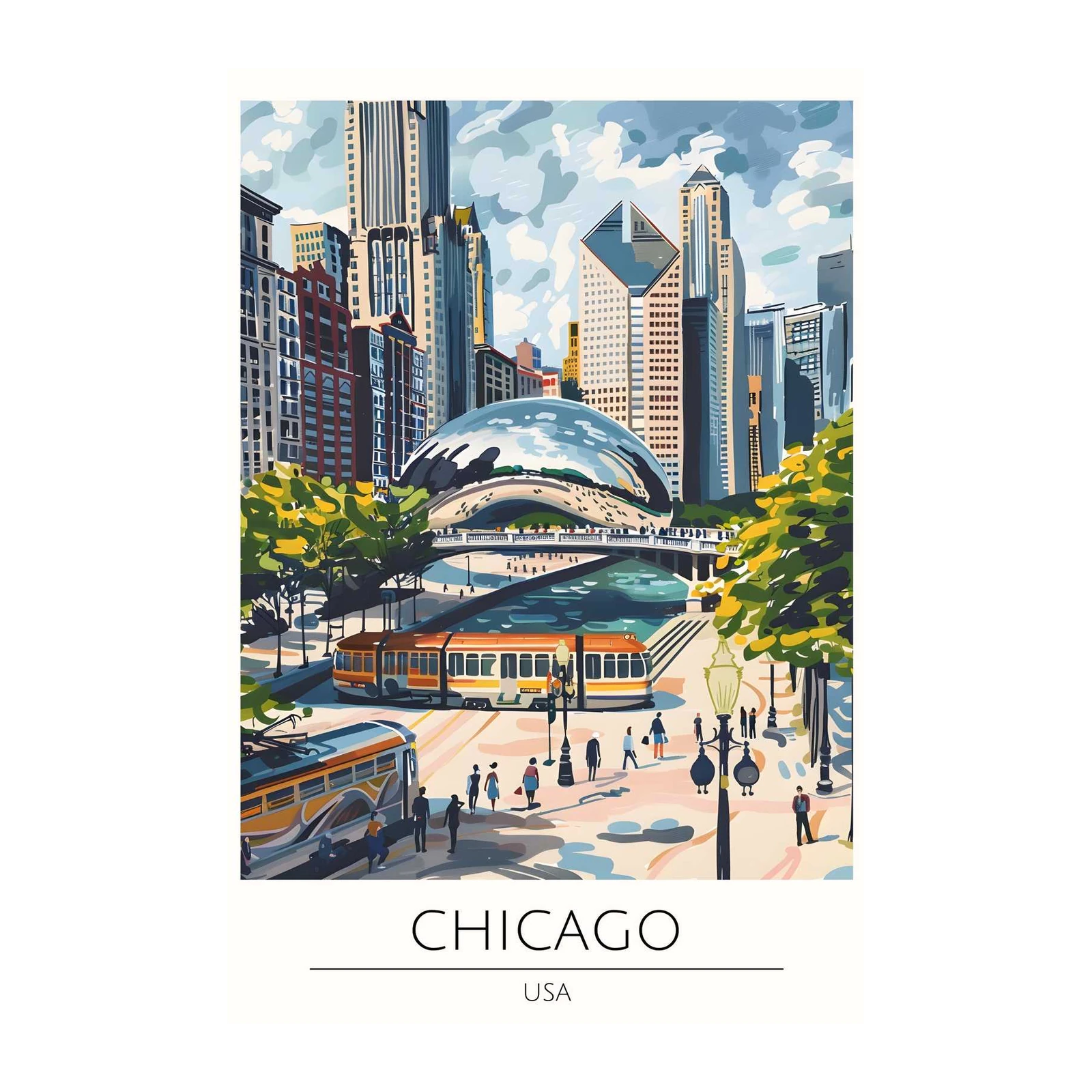 Chicago Skyline & Bean Wall Art