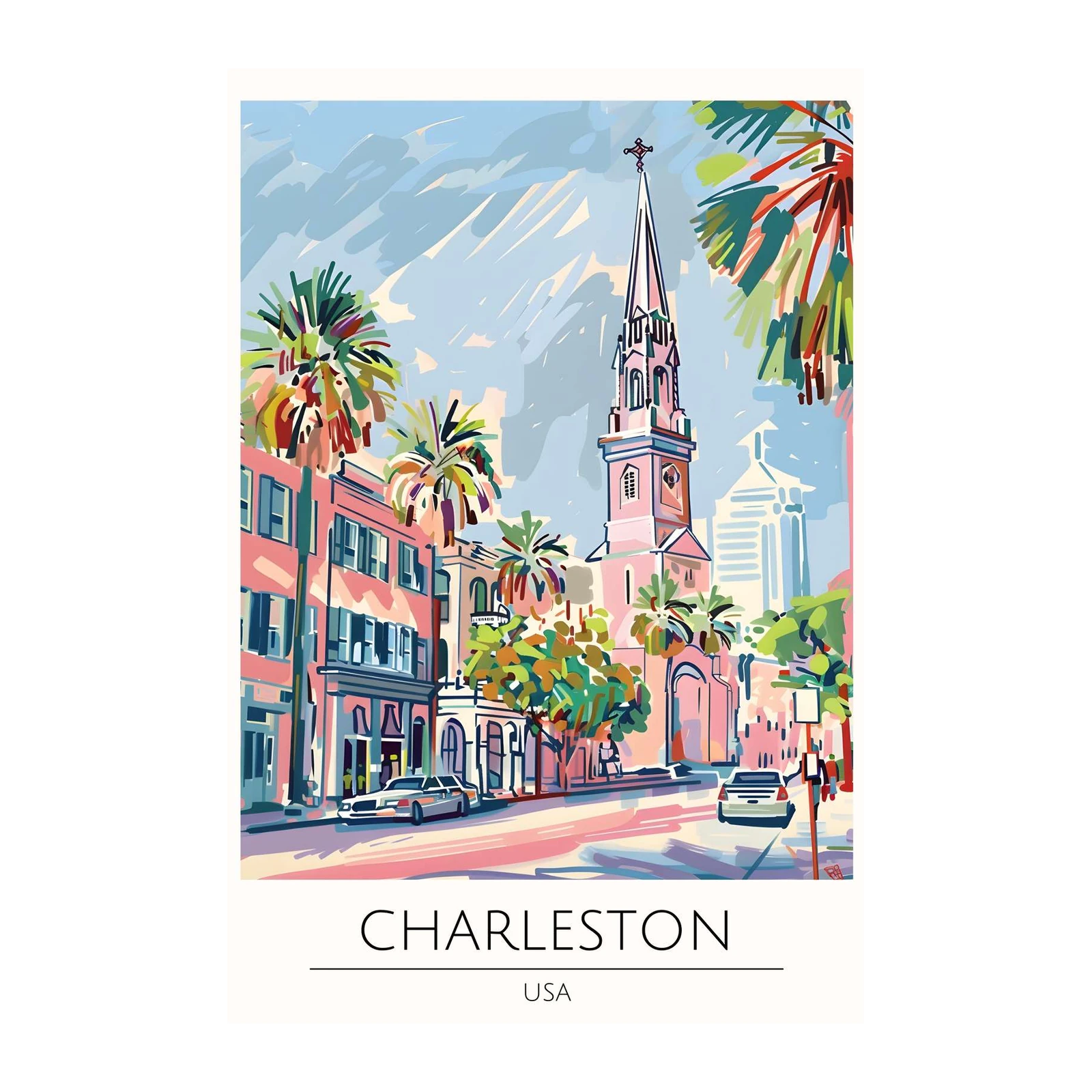 Vibrant Charleston Street Scene Wall Art