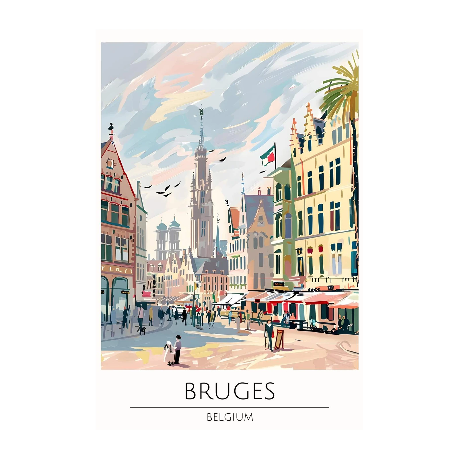 Vibrant Bruges Street Scene Wall Art