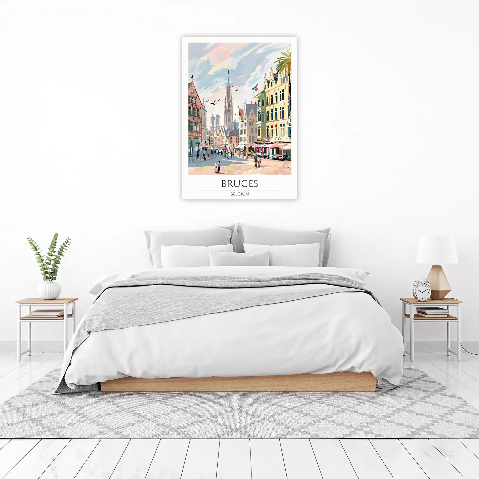 Vibrant Bruges Street Scene Wall Art